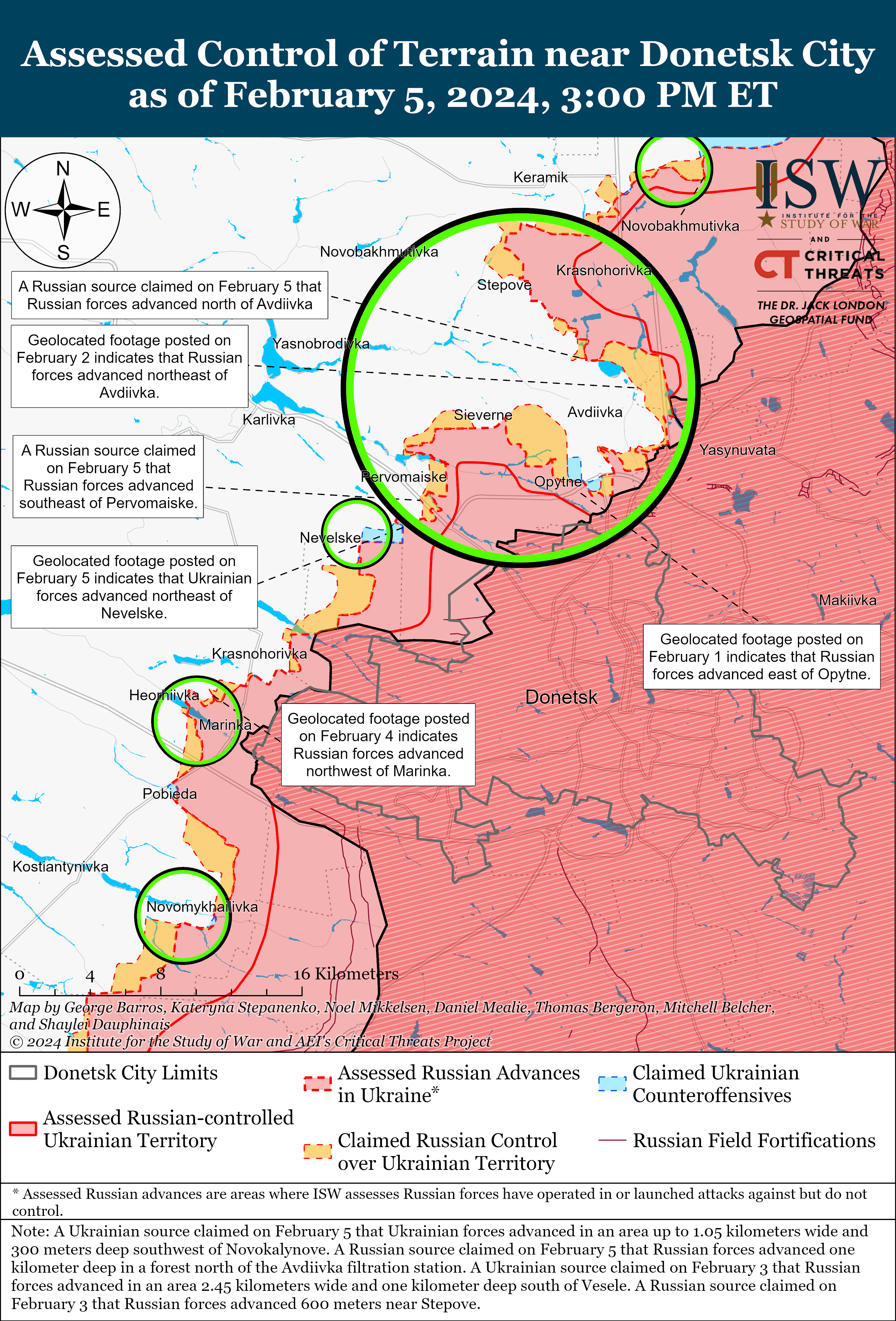 Украинские силы продвинулись к юго-западу от Авдеевки: карты ISW