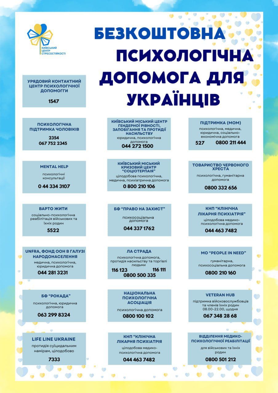 Киянам розповіли, де можна отримати безкоштовну психологічну допомогу