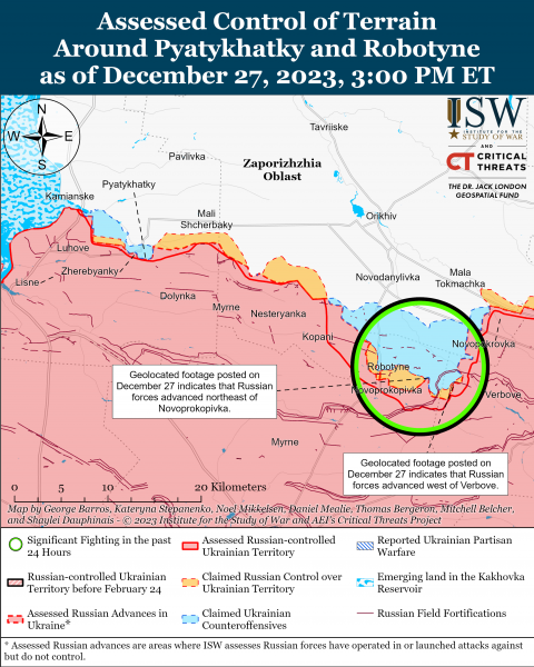 Украинские войска недавно продвинулись к западу от Горловки: карты ISW