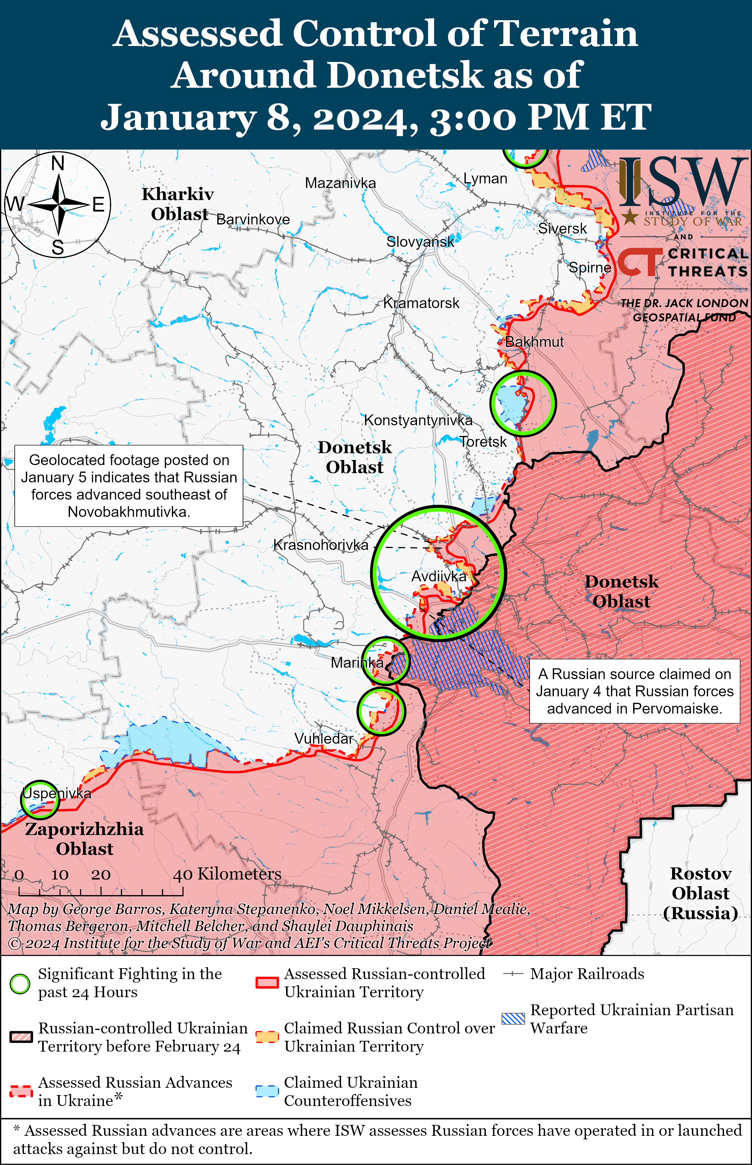 Російські війська трохи просунулися на захід від Донецька: карти ISW