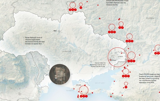 Оточення з трьох боків: з'явилася нова карта скупчення військ РФ біля України