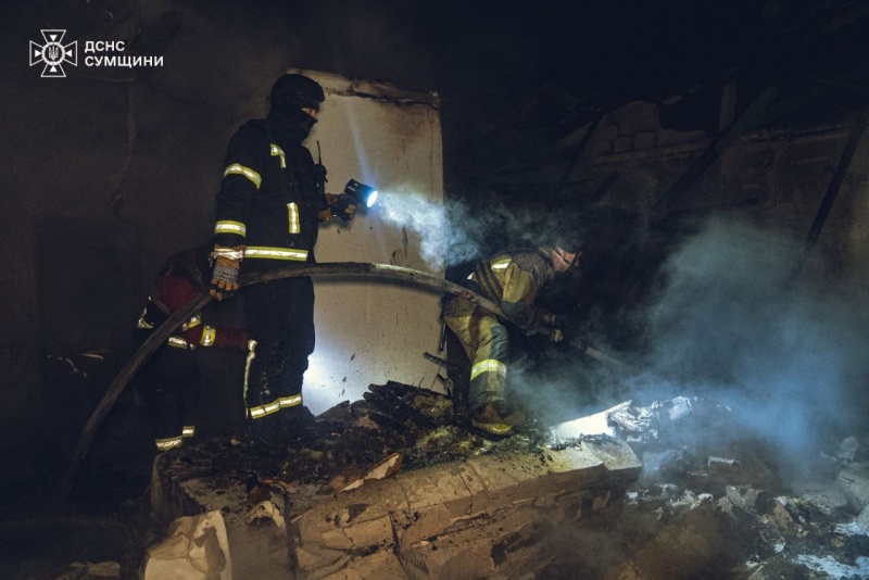 Russian drone strikes private house in Sumy, sparks fire