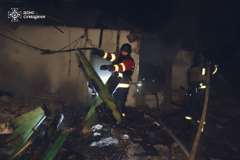 Russian drone strikes private house in Sumy, sparks fire