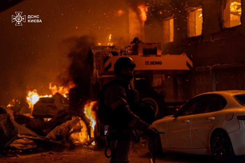Russian overnight attack damages administrative buildings and trams across Kyiv