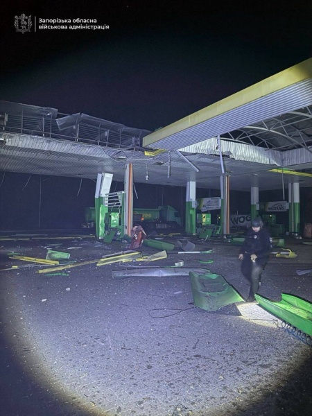 Russian strike hits Zaporizhzhia, sparks fire at gas station