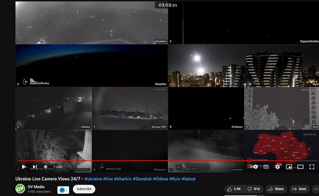 В Украине до сих пор работают камеры, снимающие работу ПВО в прямом эфире: россияне могут наблюдать