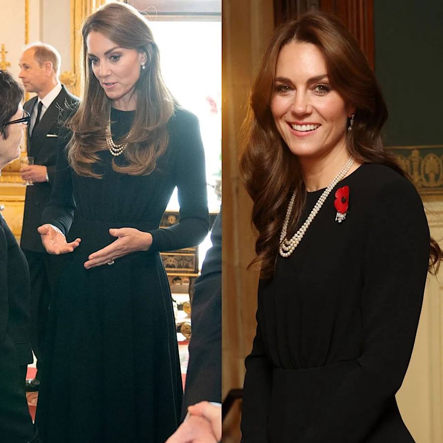Кейт Міддлтон показала, як поєднати вишукану чорну сукню з королівським перловим намистом (фото)