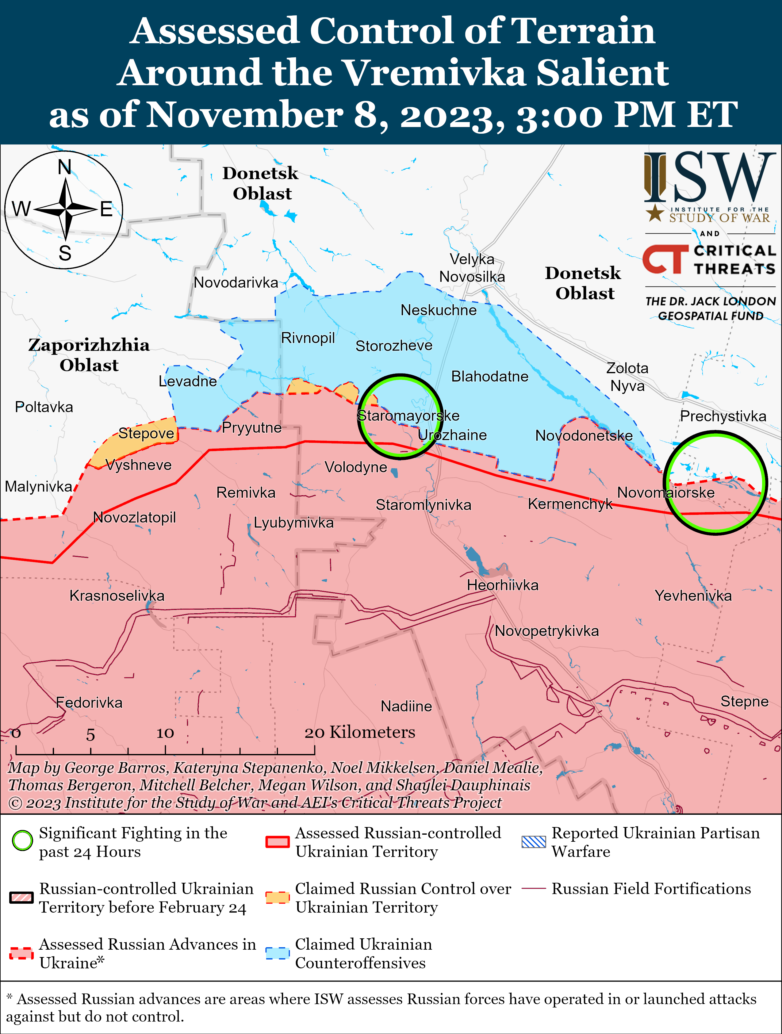 ВСУ атакуют вблизи Работино и Вербового: карты ISW