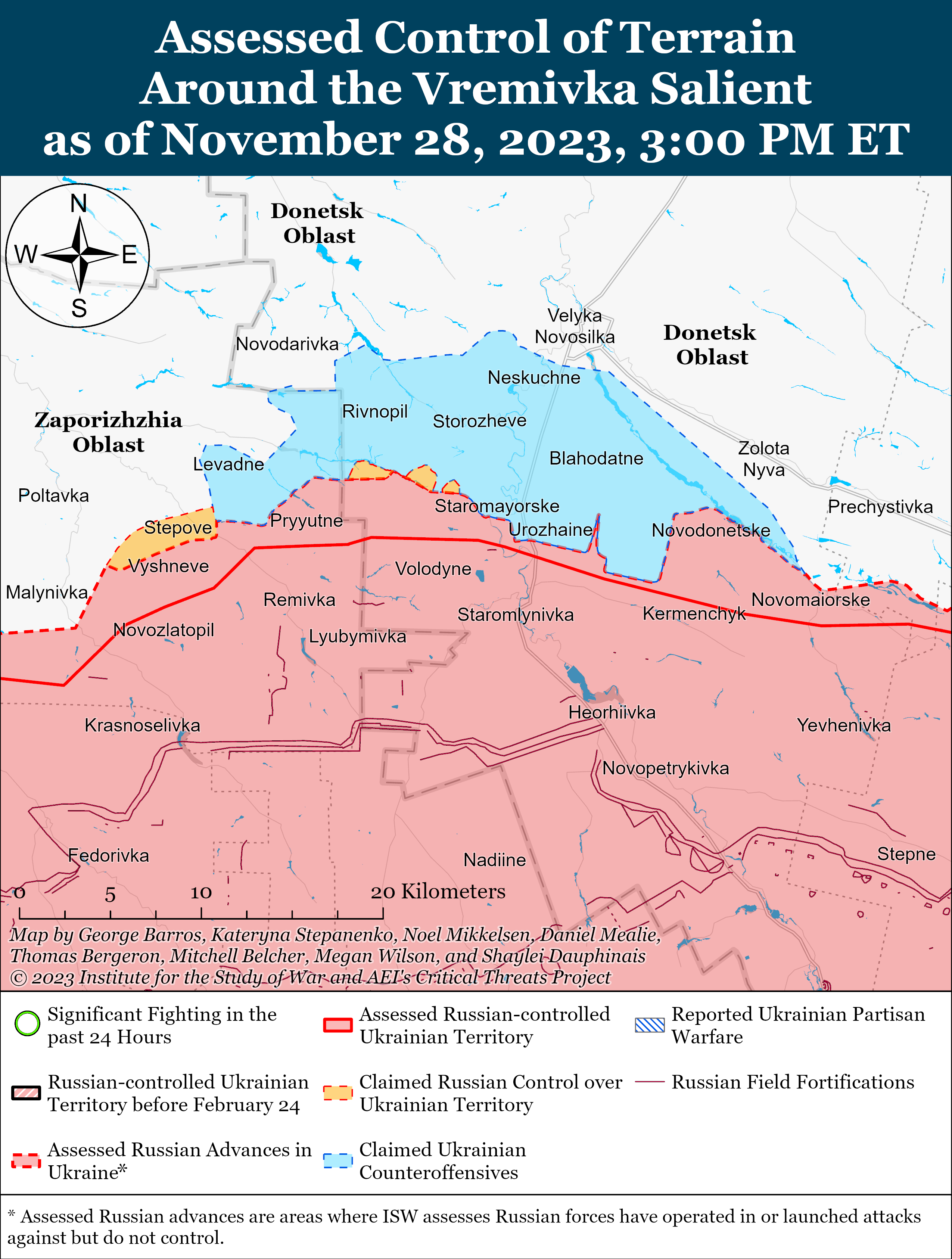 Украинские войска атаковали на левом берегу Херсонской области: карты ISW