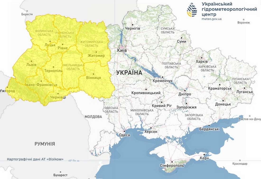 У низці областей України оголосили штормове попередження на сьогодні (карта)