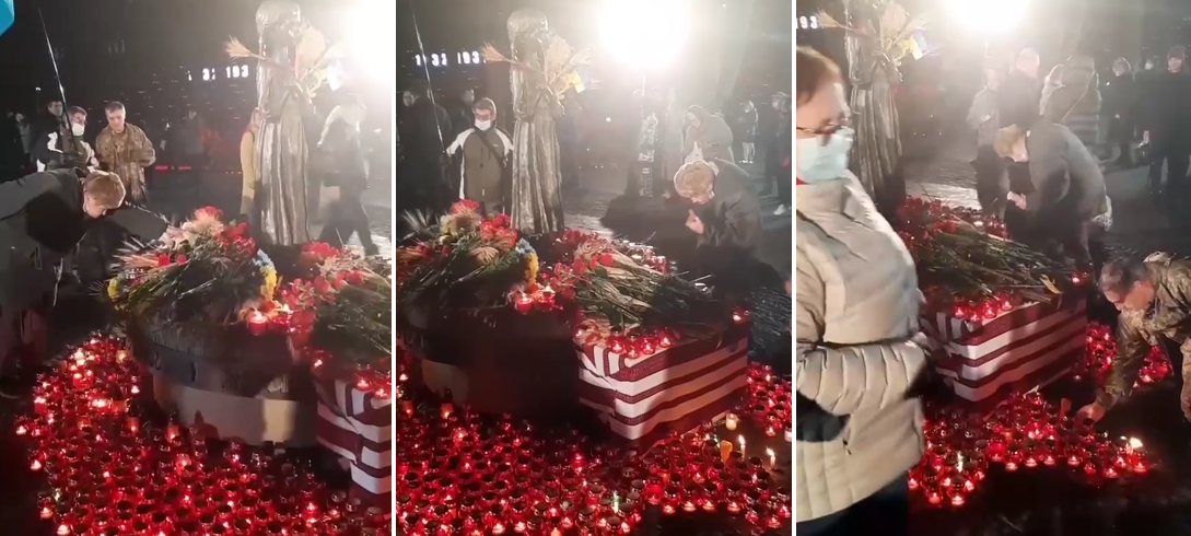 В Киеве дедушка кушал хлеб с мемориала памяти жертв Голодомора (видео)