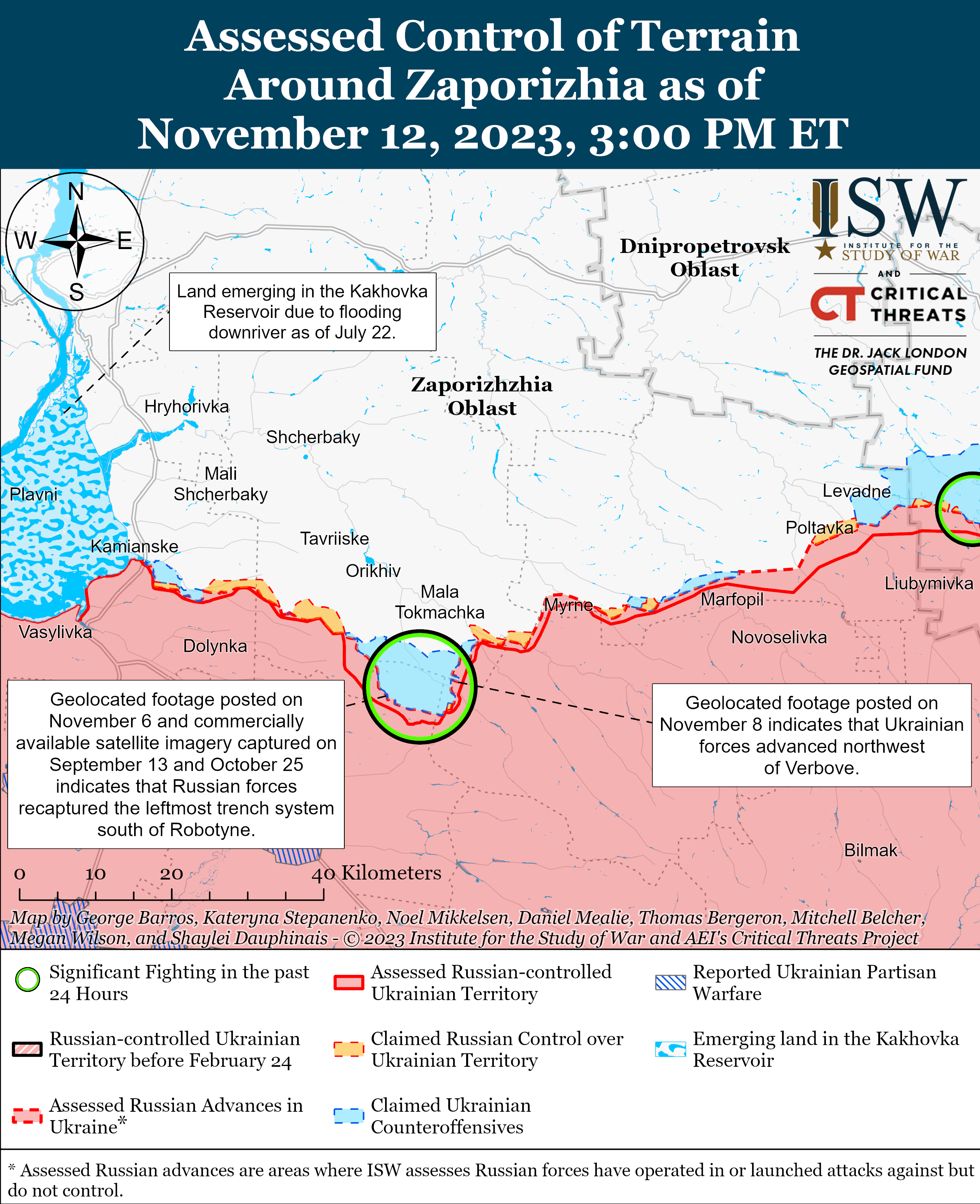 Украинские войска продолжили наступление в западной части Запорожской области: карты ISW