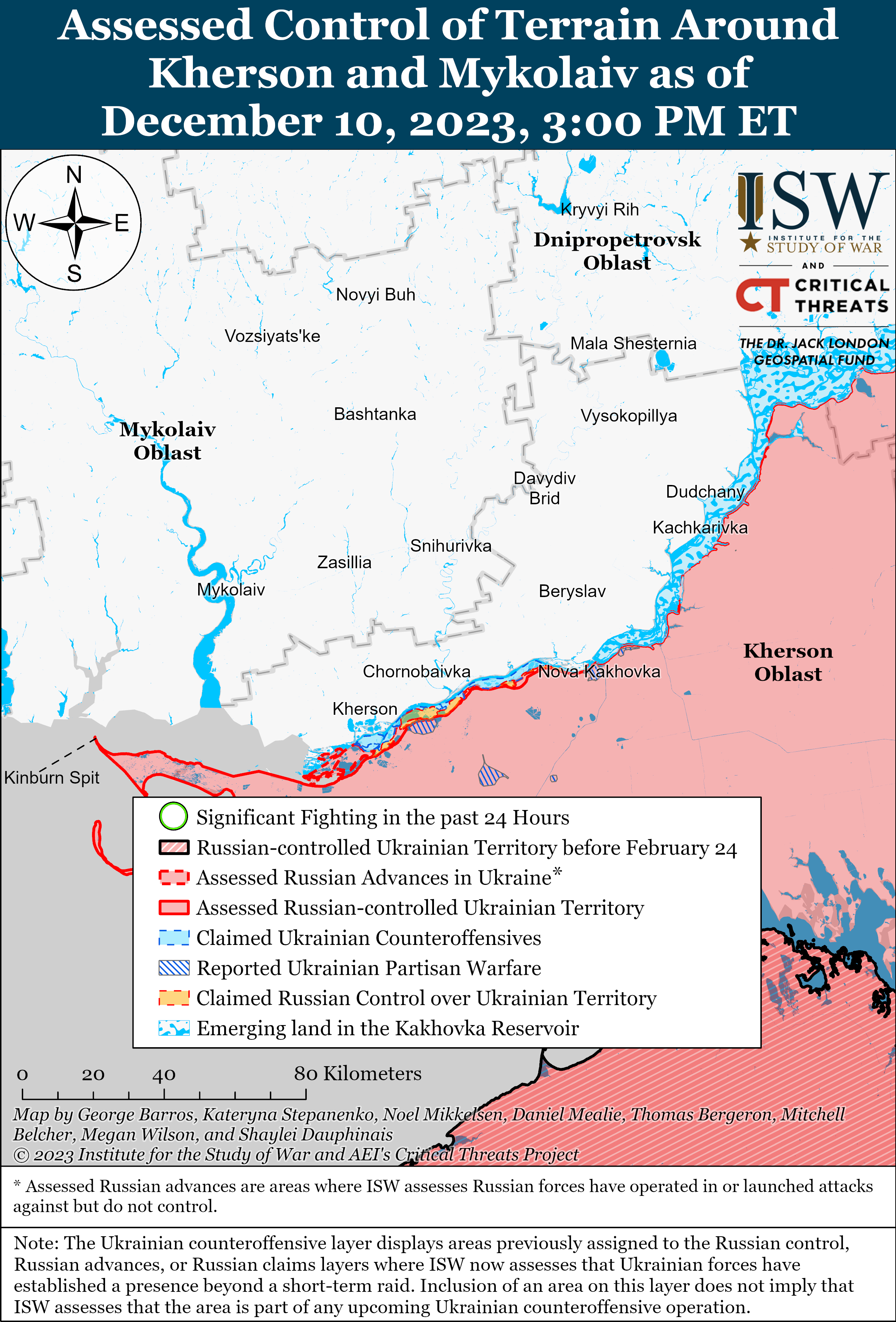 ВСУ контролируют и сохраняют позиции на левом берегу Днепра: карты ISW