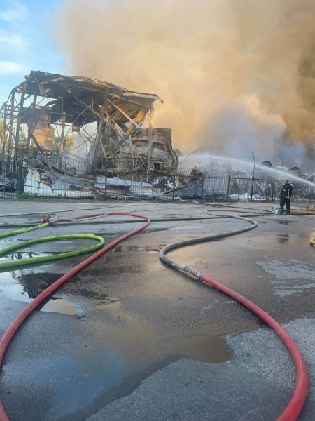 Russian strike destroys children's goods warehouse in Kyiv