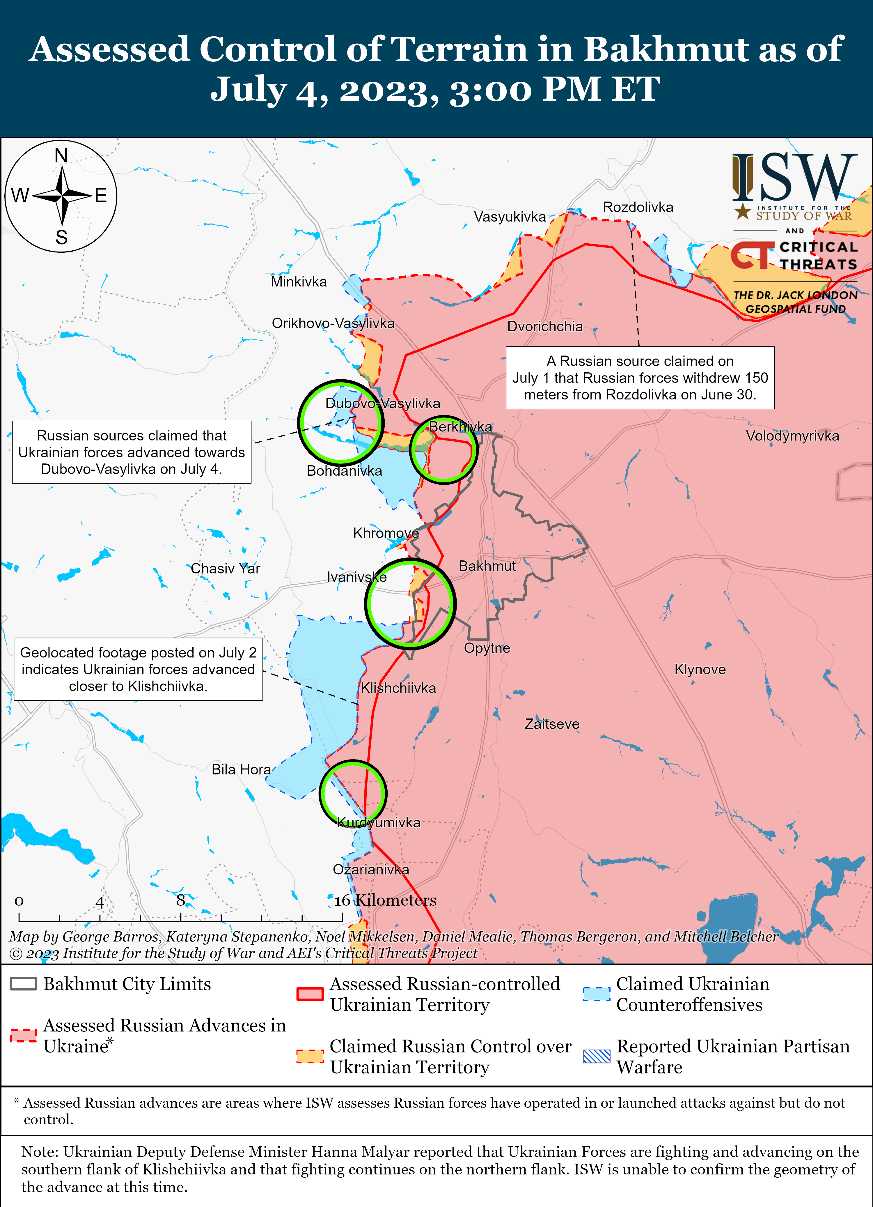 ВСУ выбивают россиян и закрепляются на Бахмутском направлении: карты боев ISW