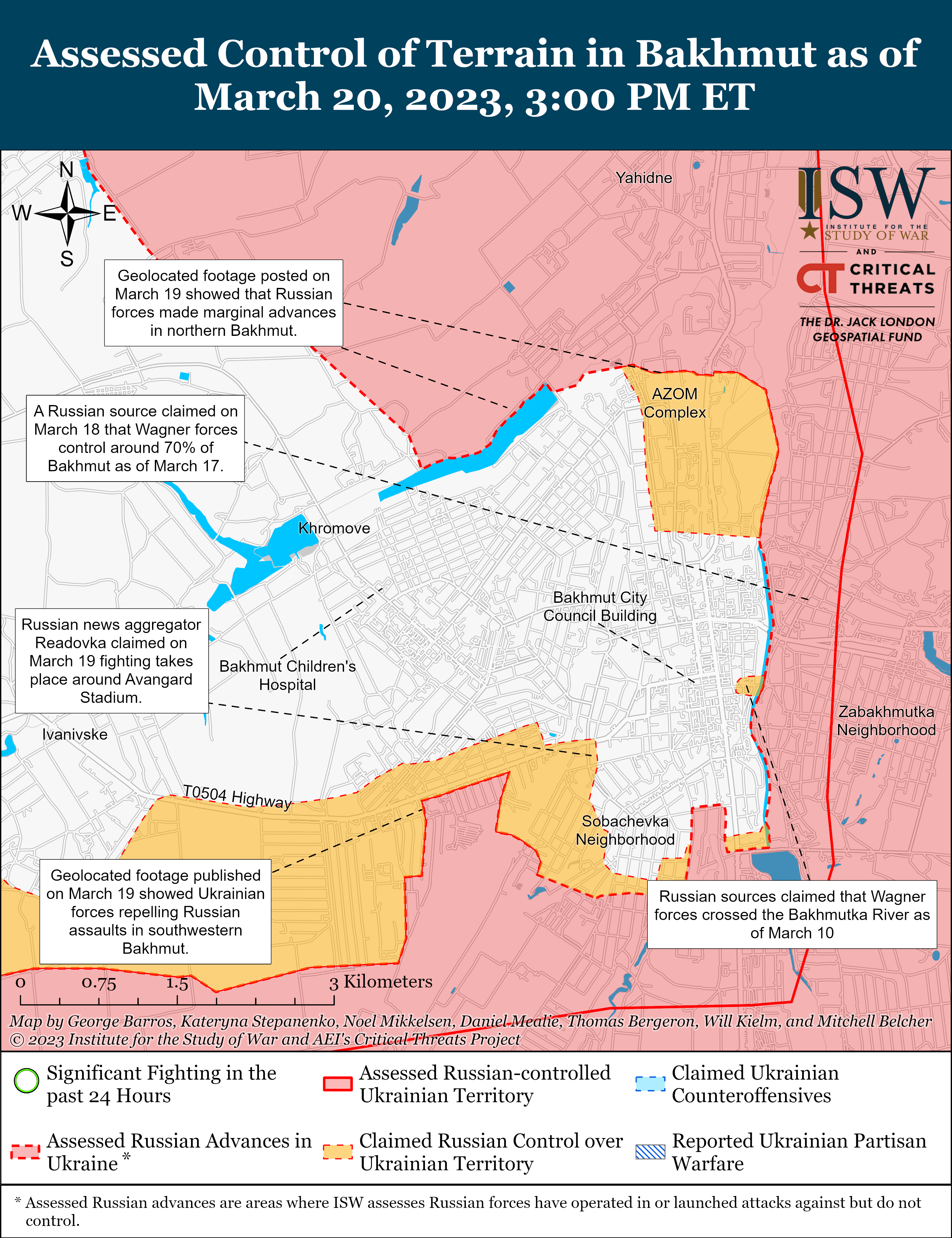 Росіяни стурбовані можливим контрнаступом ЗСУ у Бахмуті: карти боїв від ISW