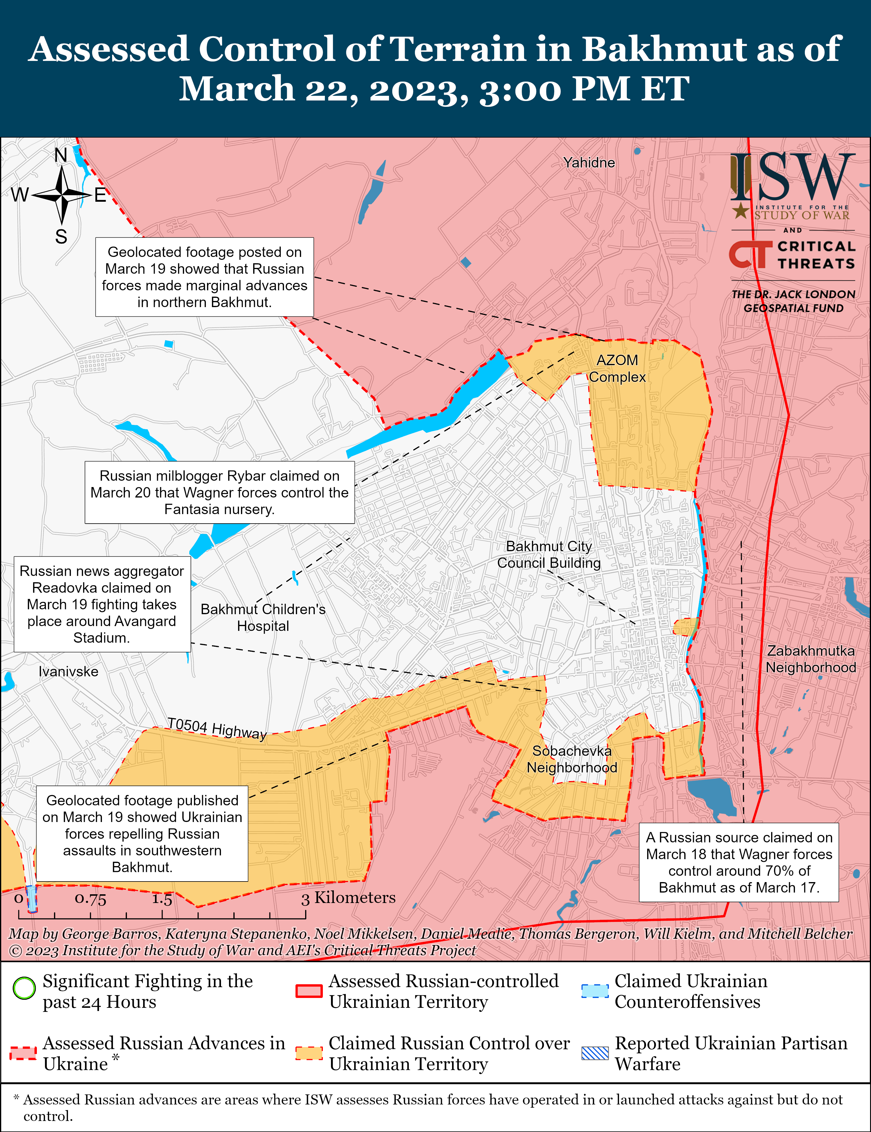 ВСУ контратаковали оккупантов в Бахмуте и западнее города: карты боев ISW