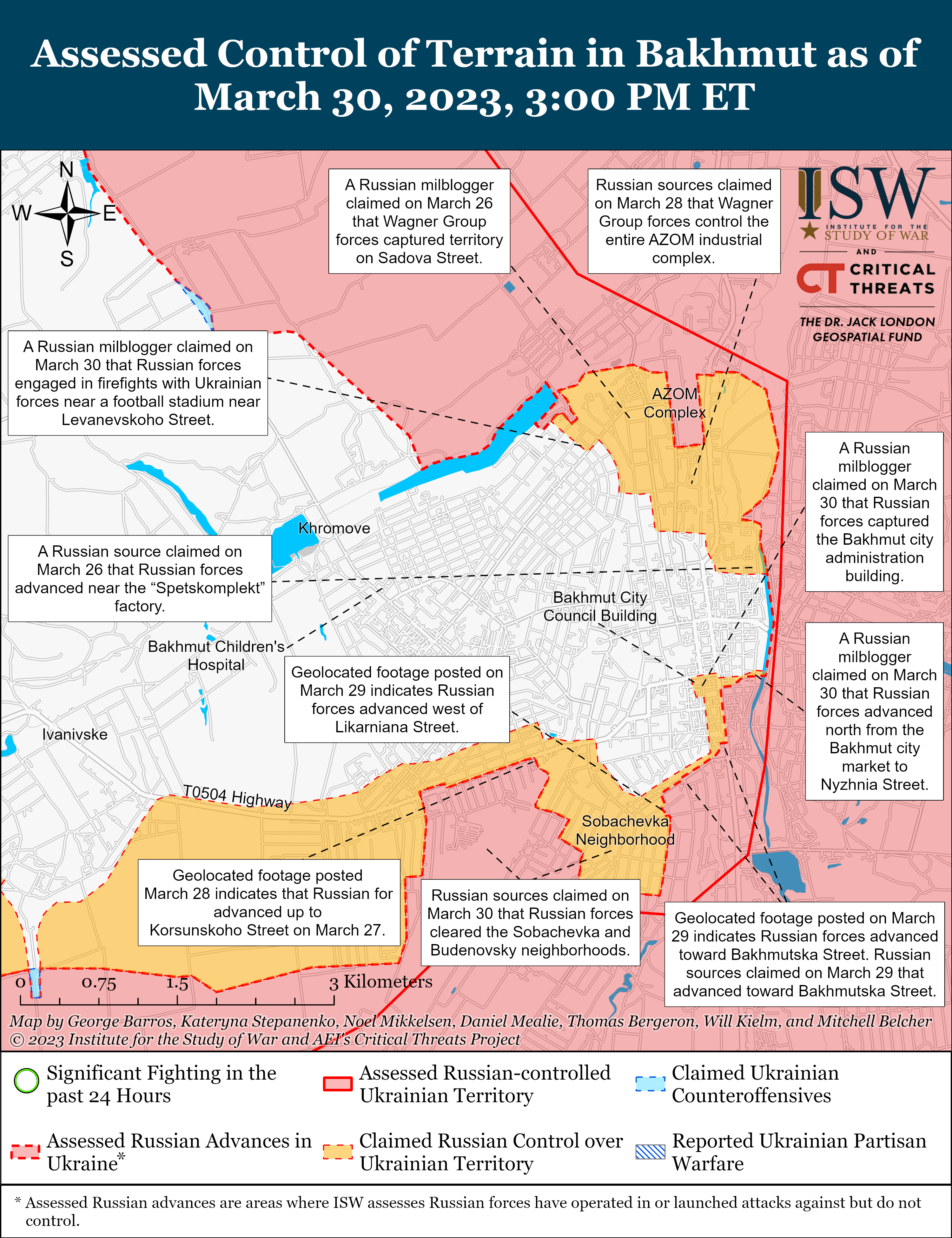 Темпы наступления войск РФ снижаются, ВСУ предотвратили окружение Бахмута: карты боев ISW