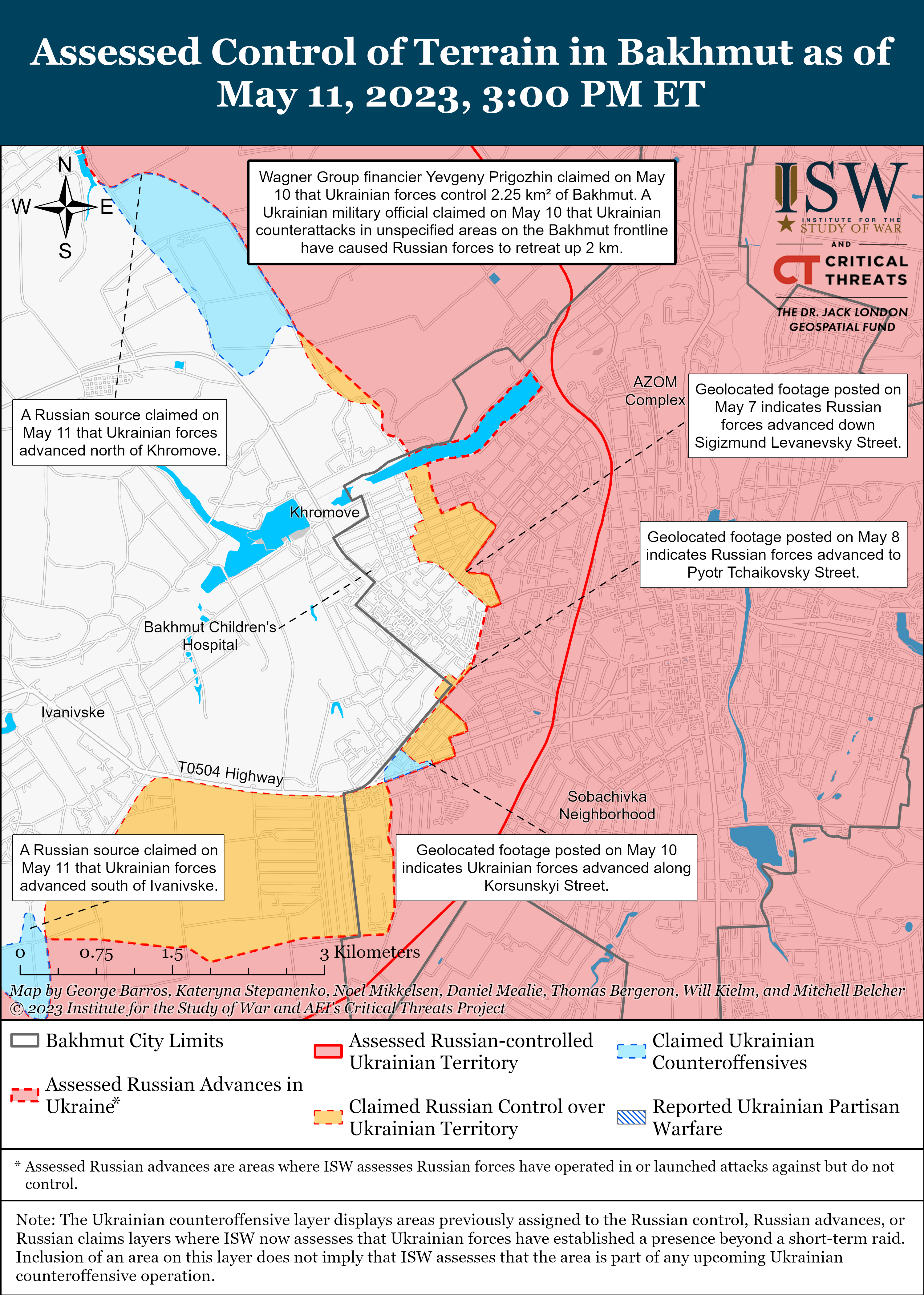 ЗСУ продовжують контрнаступальні операції під Бахмутом: карти боїв від ISW