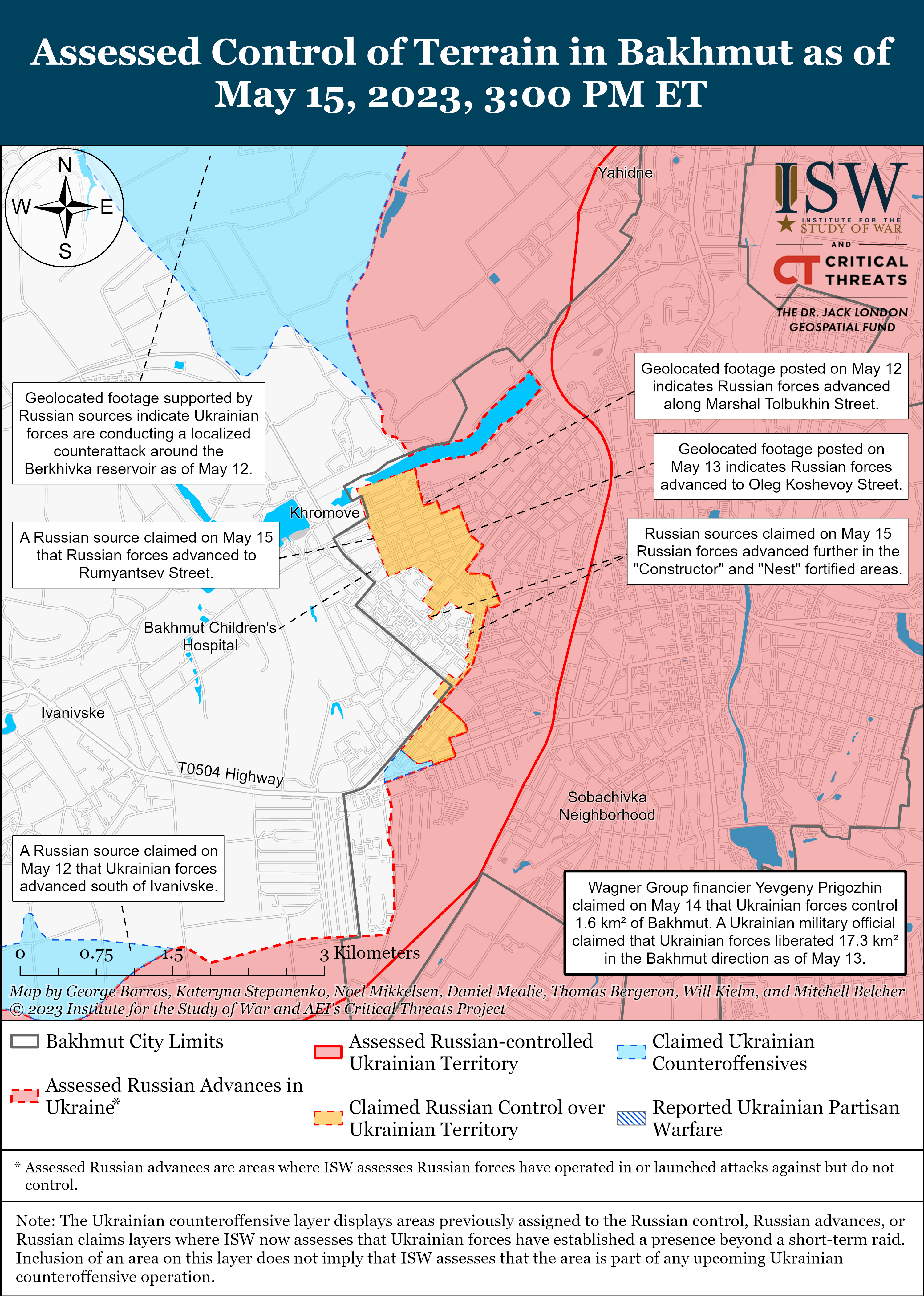 Россияне продолжают терять позиции под Бахмутом: карты боев от ISW