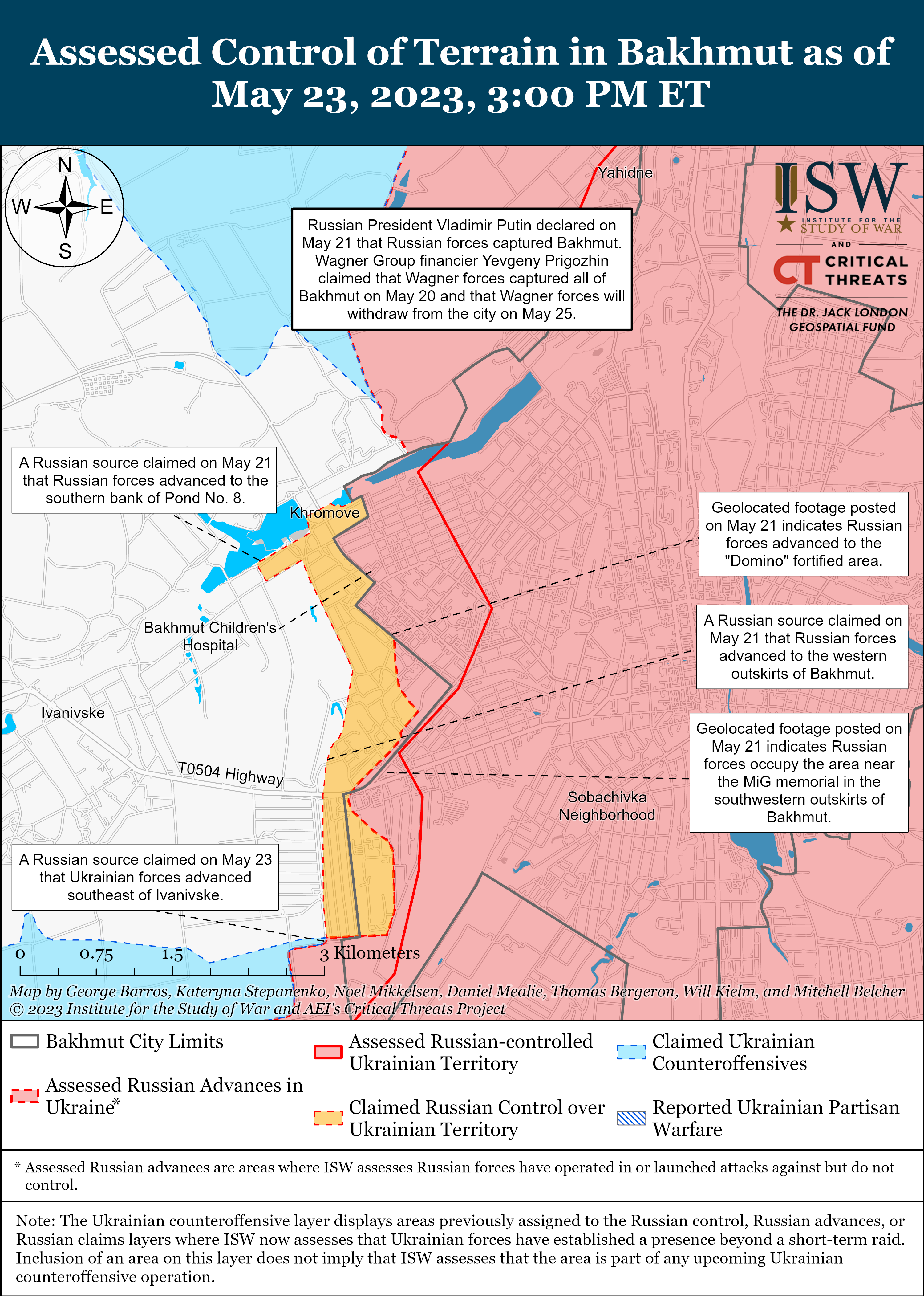 Темпы наступления в Бахмуте упали из-за атак ВСУ на фланги россиян: карты боев от ISW