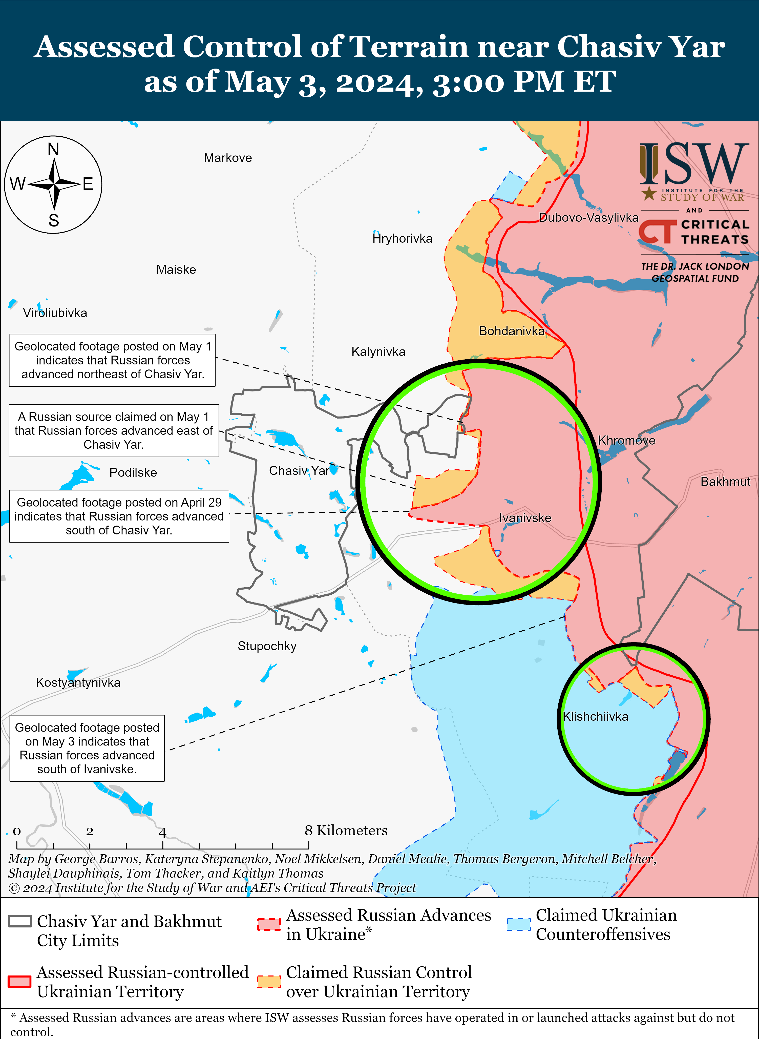Окупанти просунулися під Авдіївкою, Донецьком і Куп’янськом, Часів Яр тримається: карти ISW