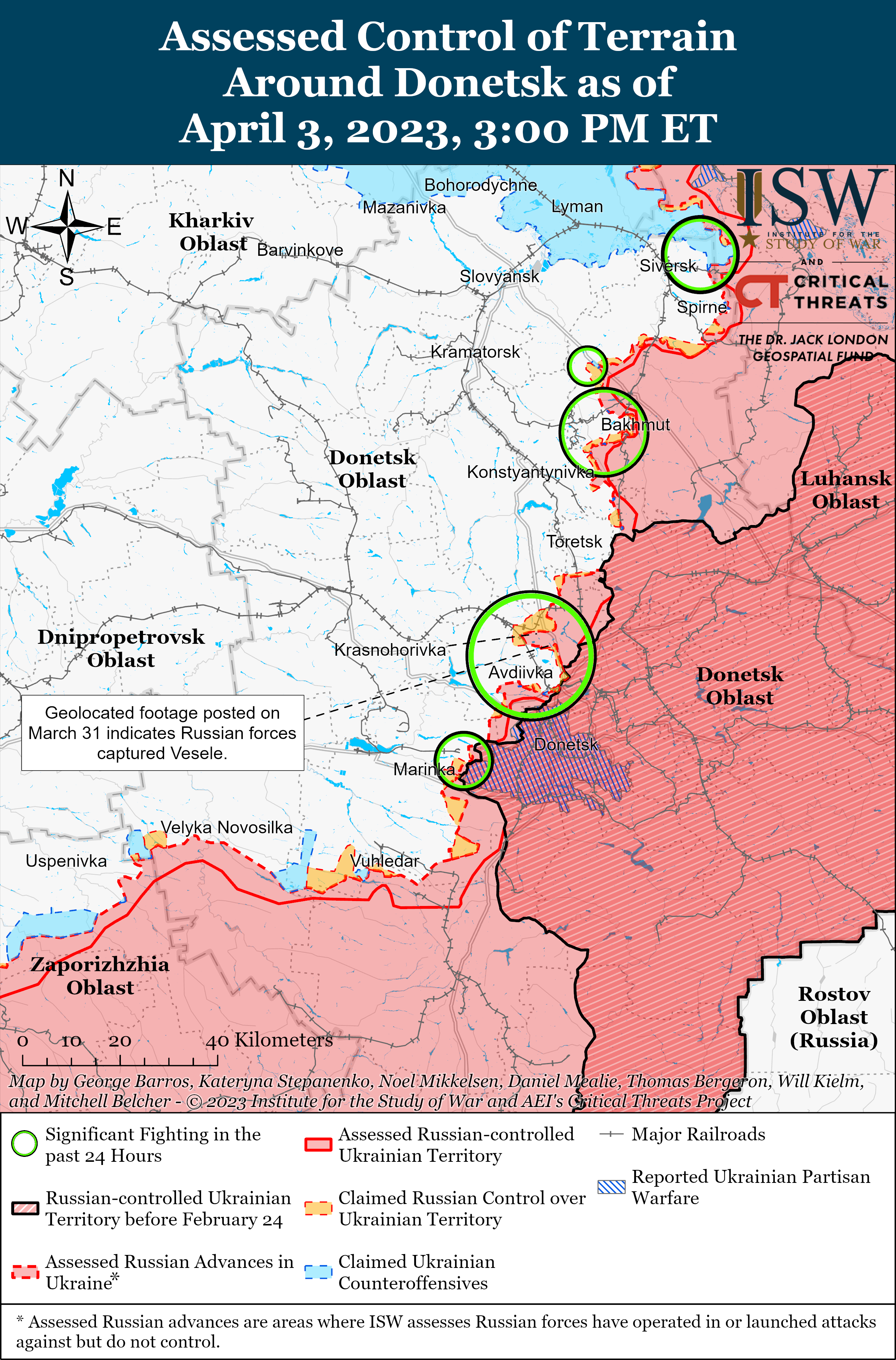 Россияне обеспокоены возможным наступлением Украины и готовятся к обороне: карты боев ISW