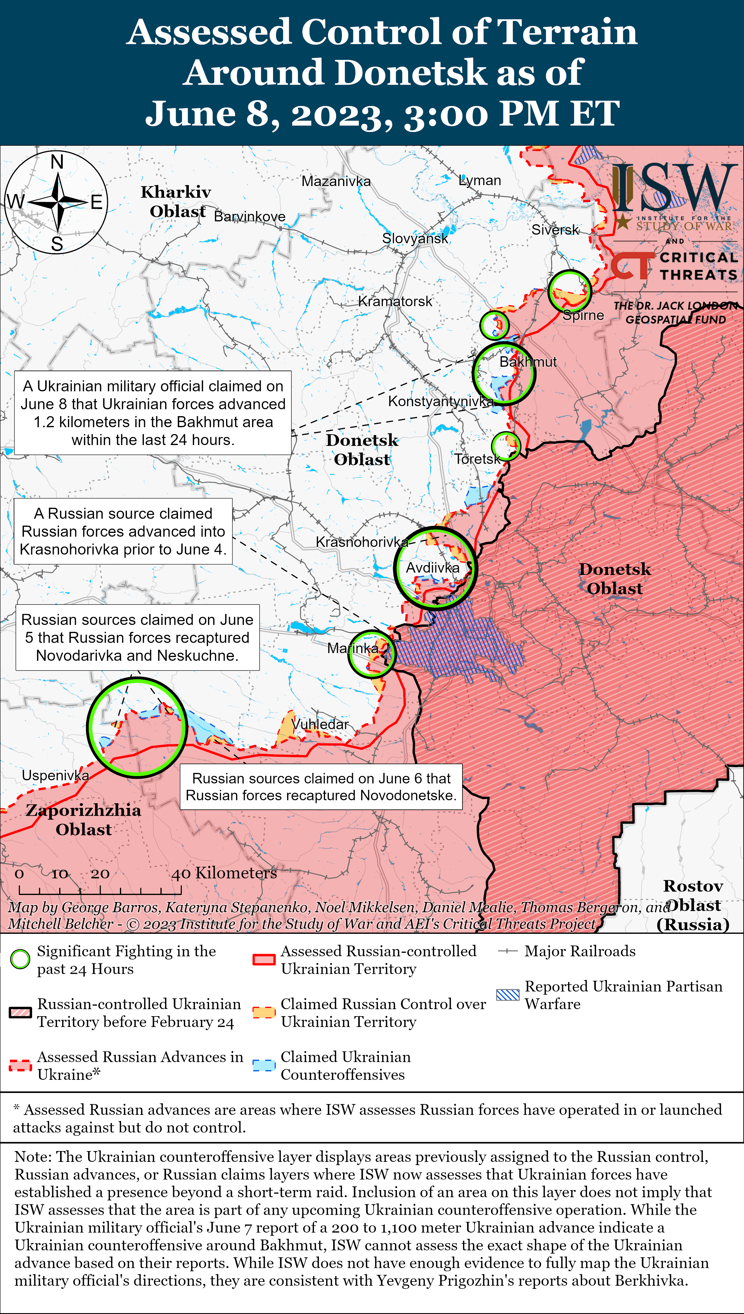 Росіяни відступають з позицій на півдні через підрив Каховської ГЕС: карти боїв ISW