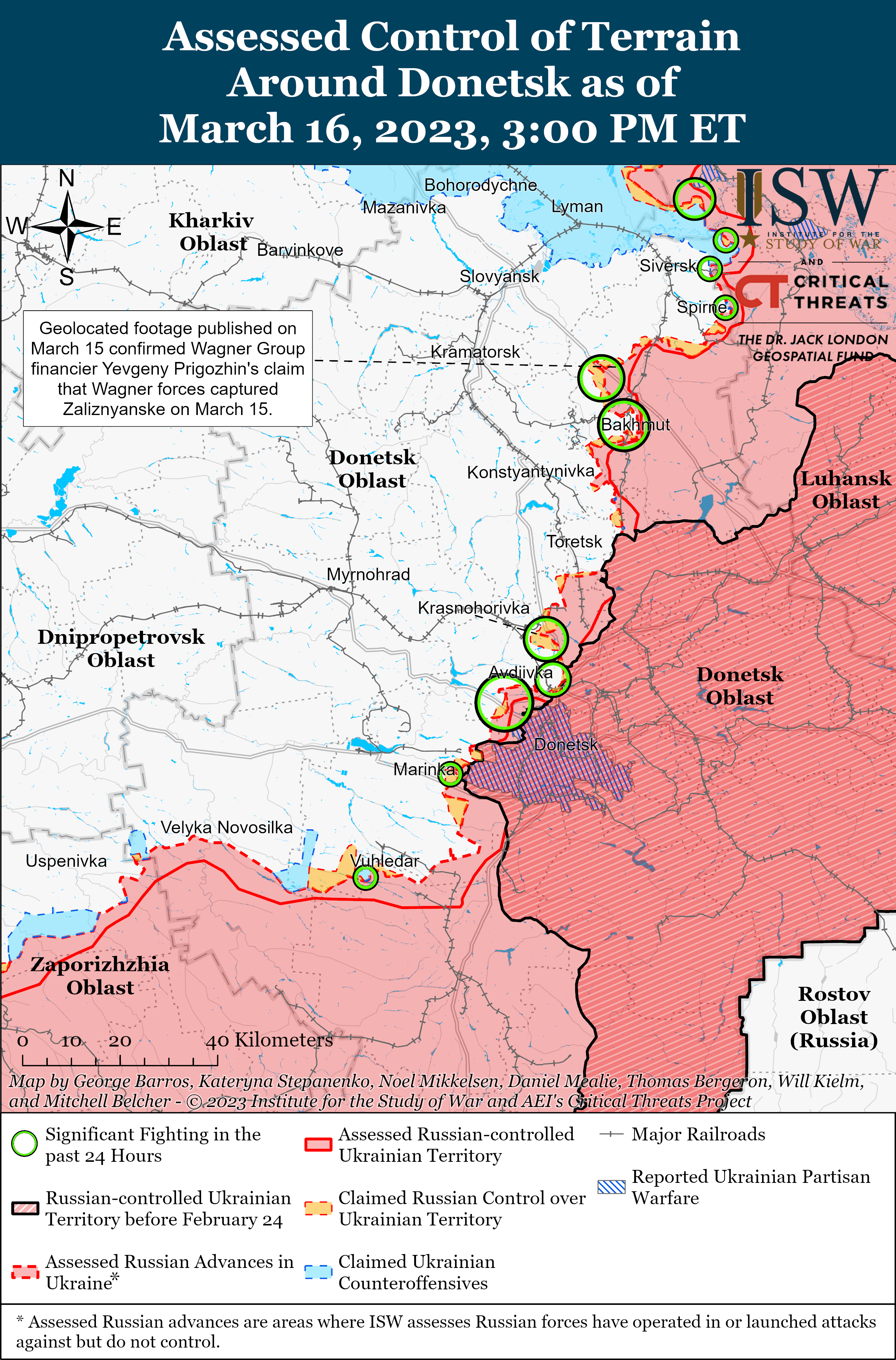 Российское наступление на Бахмут достигает кульминации: карты боев от ISW