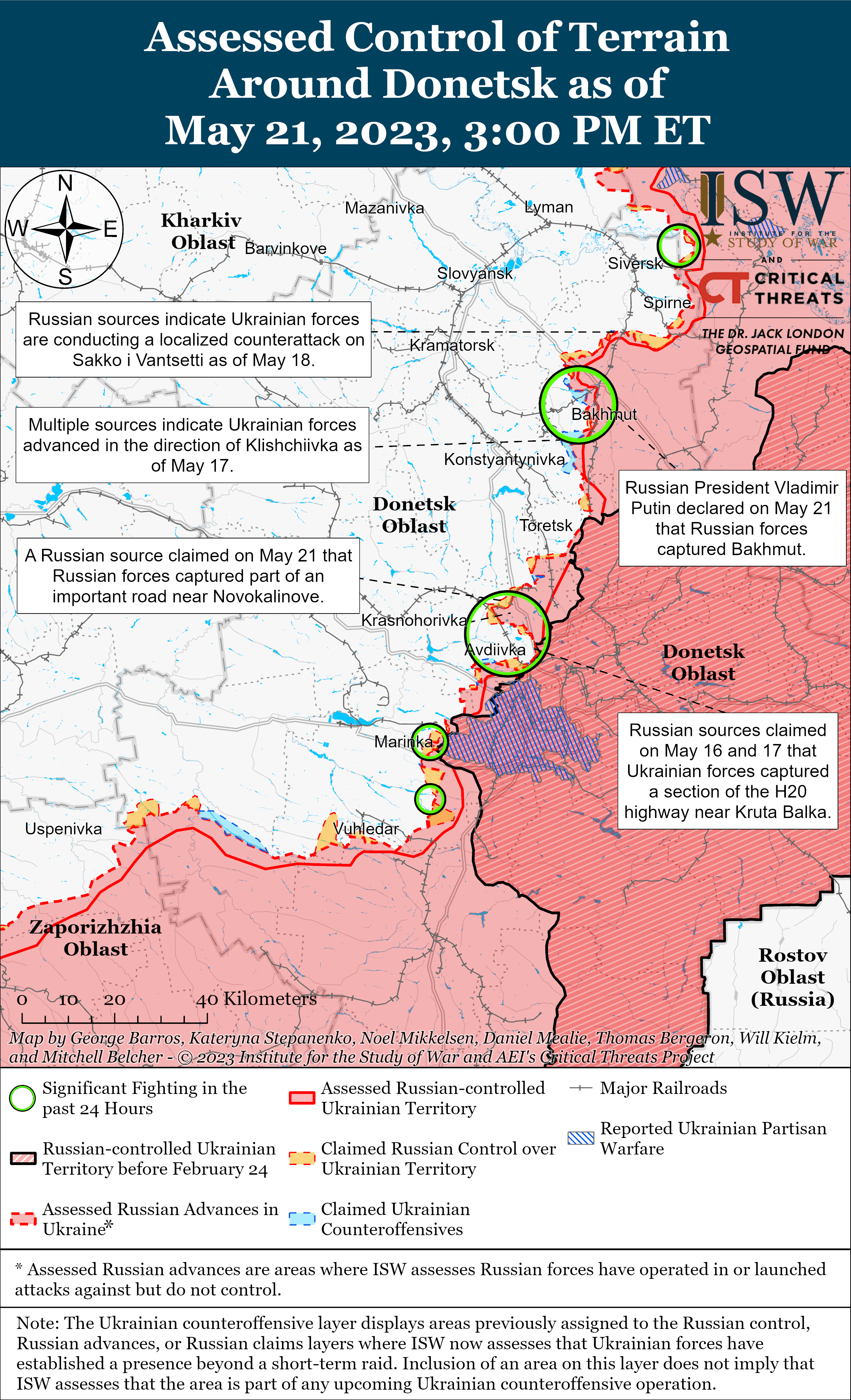 Украинские военные возобновили тактическую инициативу вокруг Бахмута: карты боев ISW