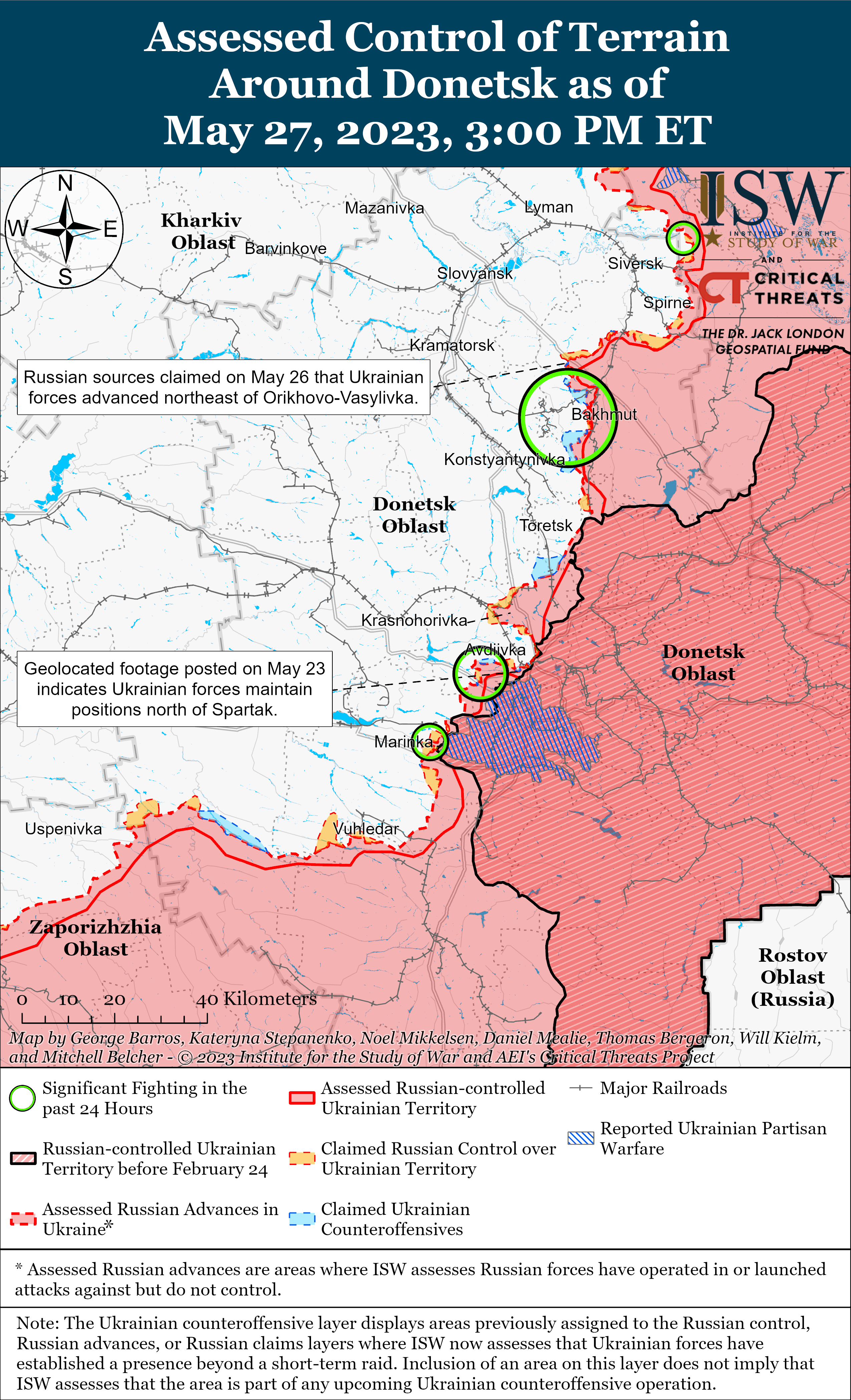 Росіяни посилюють фланги Бахмута десантниками: карти боїв від ISW