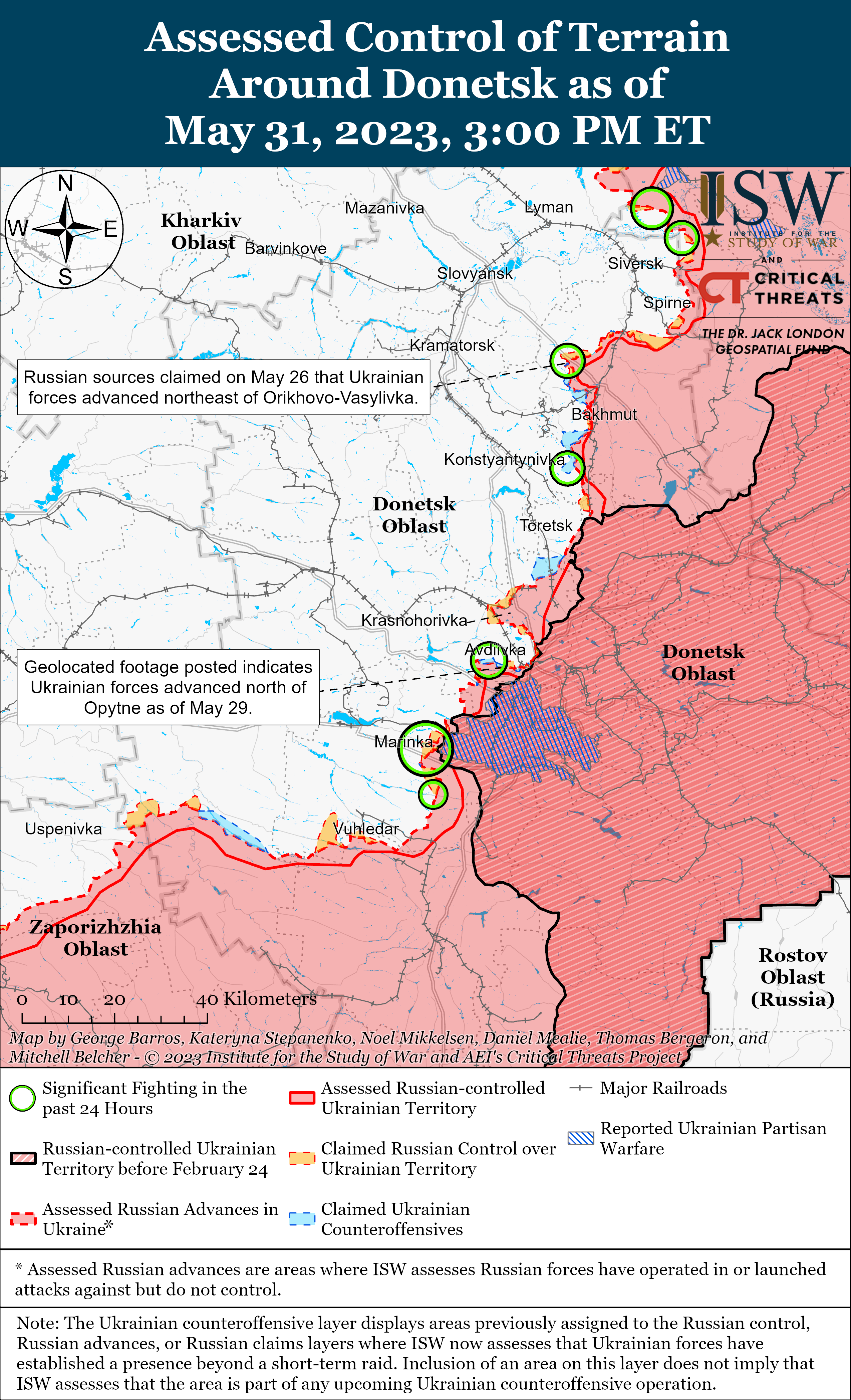 Россияне могут планировать наступление на Хромово: карты боев от ISW