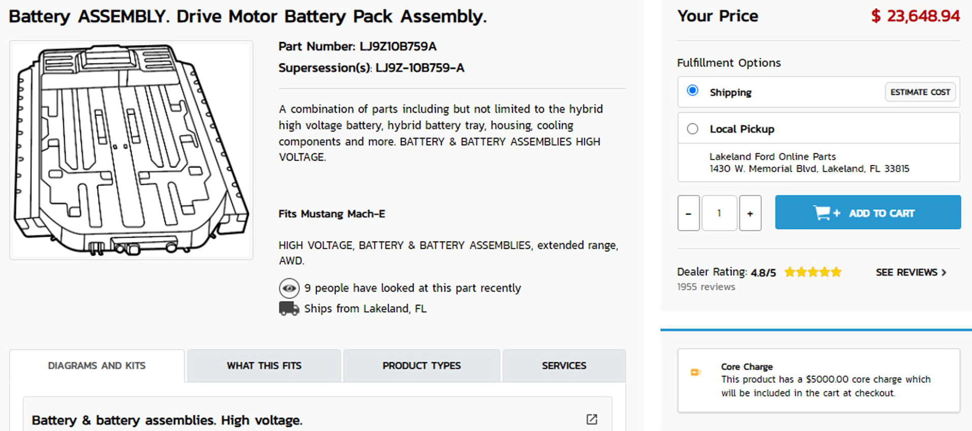 Дорожче нового кросовера з ДВЗ: названа ціна батареї електричного Ford Mustang