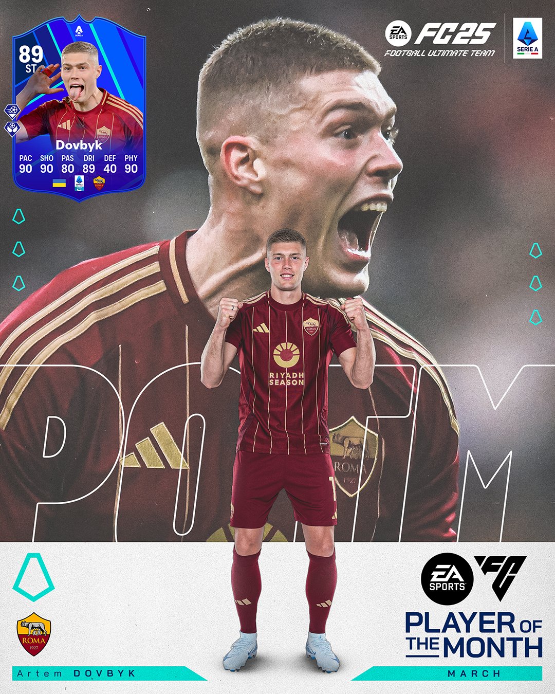 Официально: Довбик - лучший в Серии А в марте