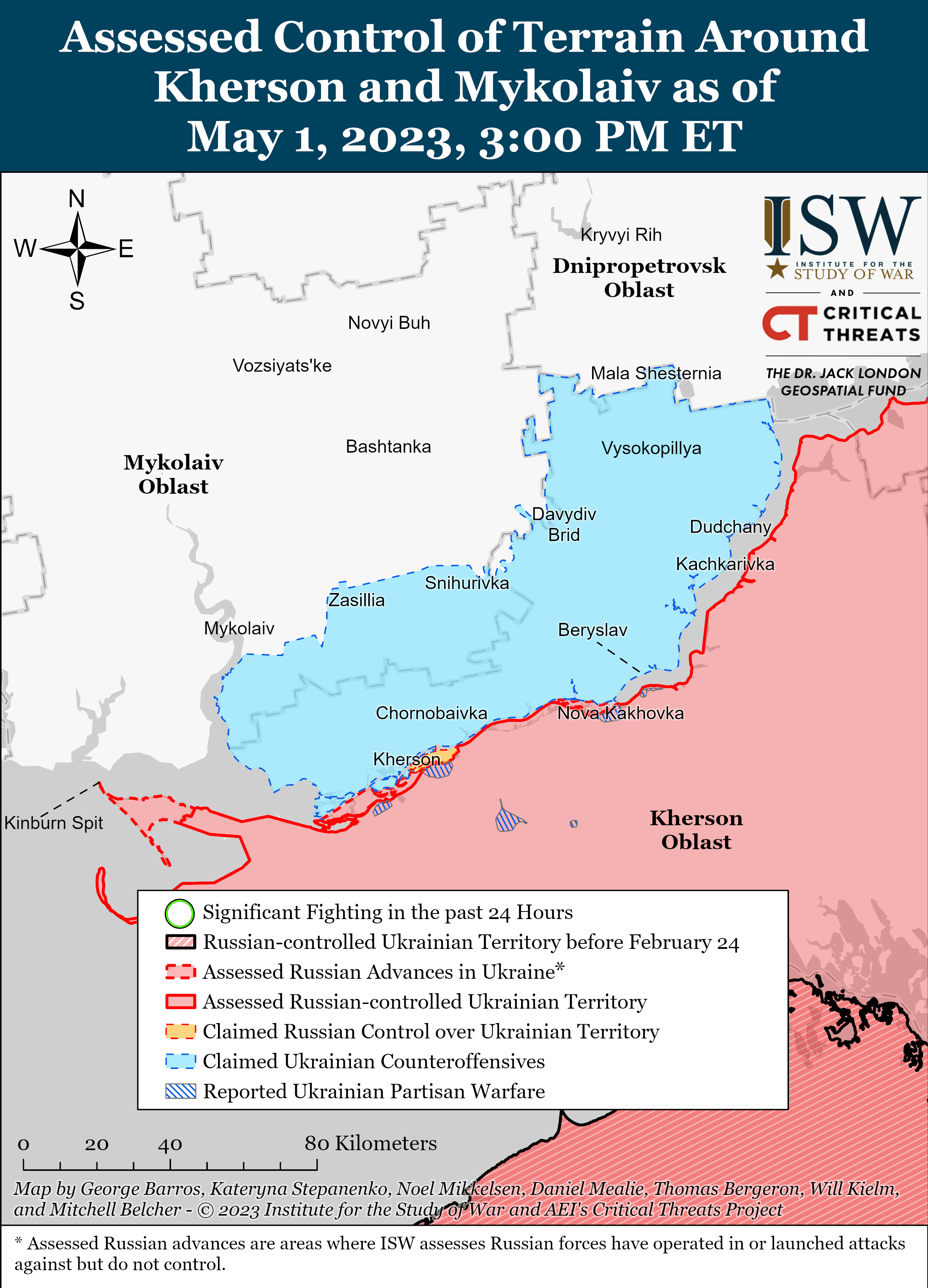 В ожидании контрнаступления ВСУ россияне строят рубежи обороны: карты боев ISW