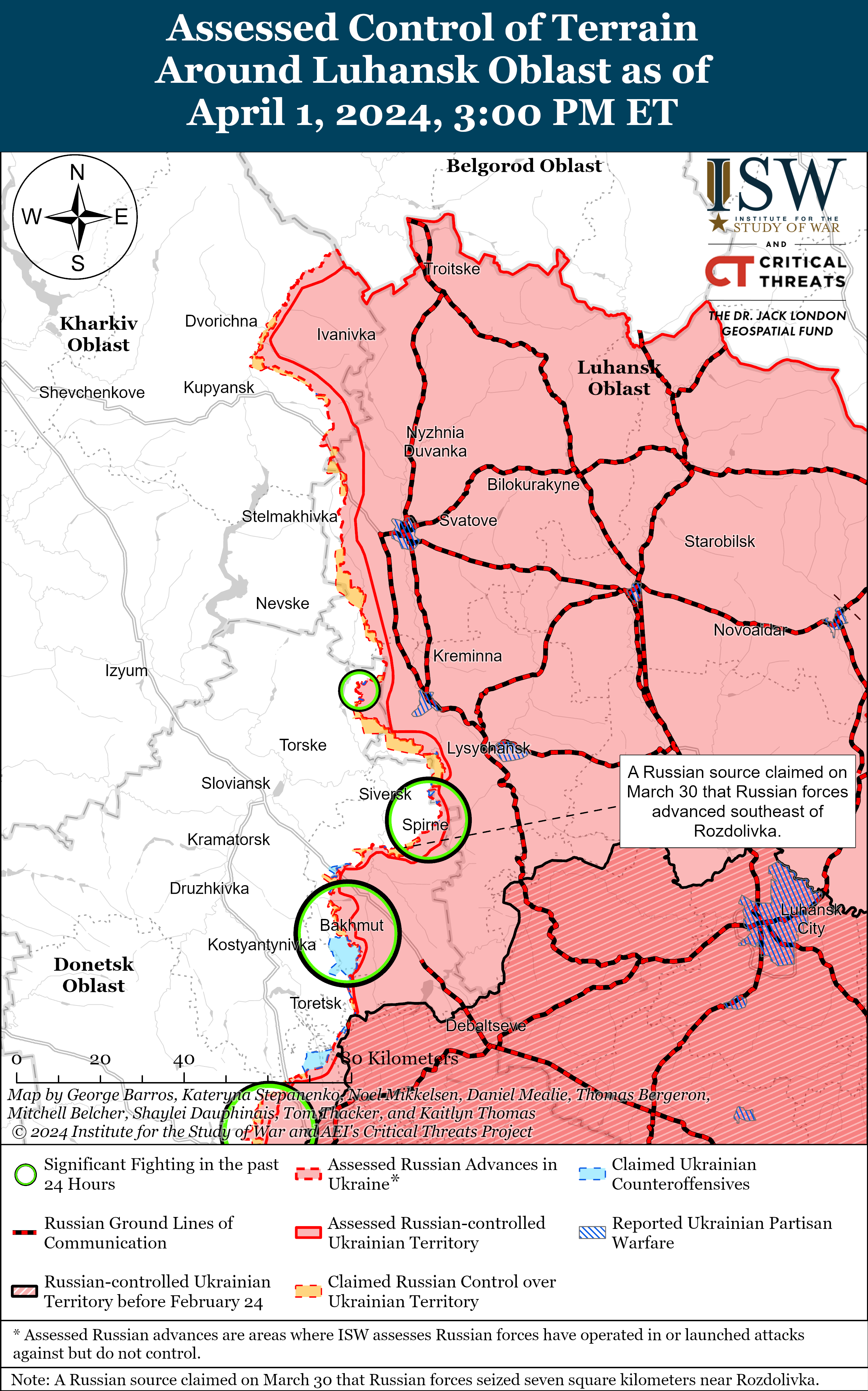 Россияне наступают под Авдеевкой и на левом берегу в Херсонской области: карты ISW