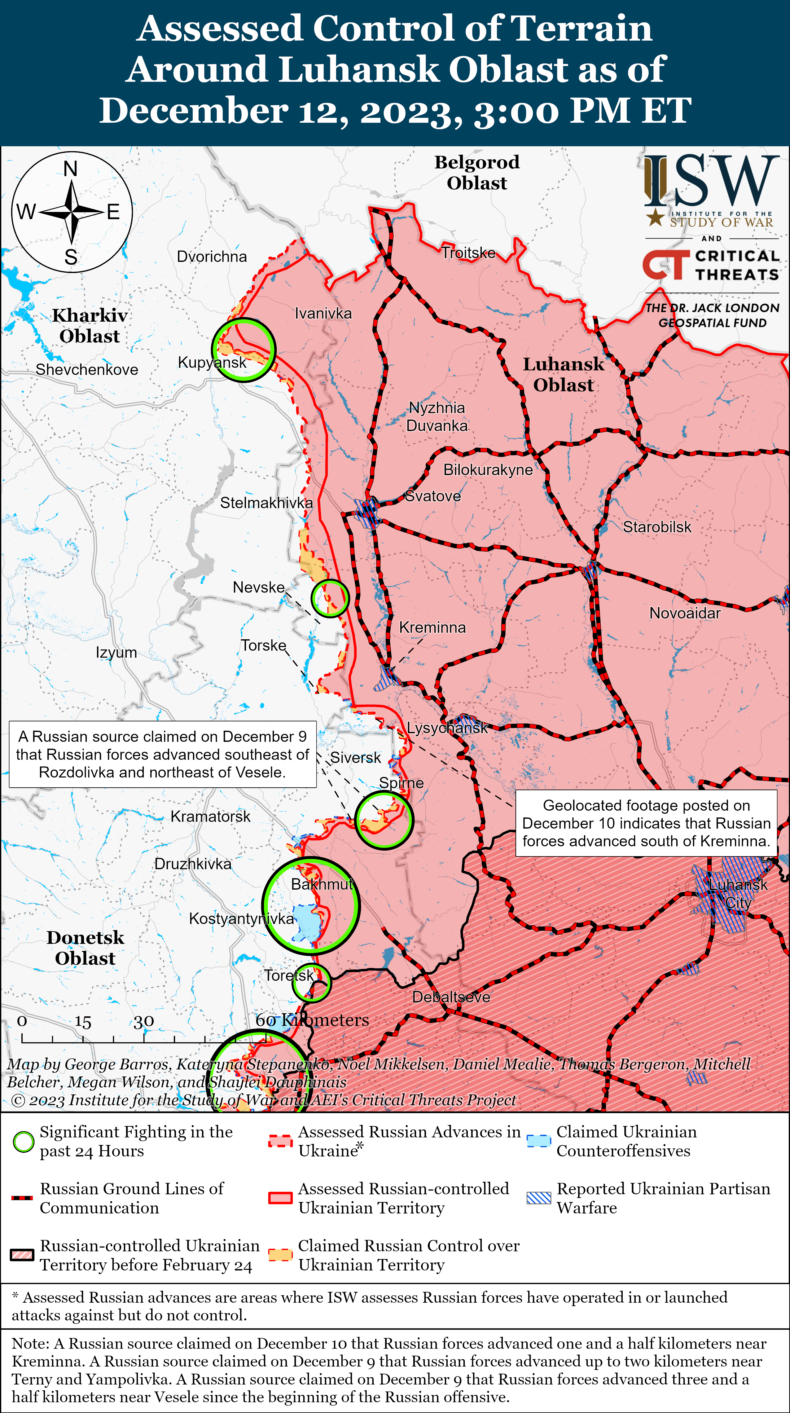 ЗСУ просунулися на Бахмутському напрямку і контратакували біля Авдіївки: карти боїв ISW