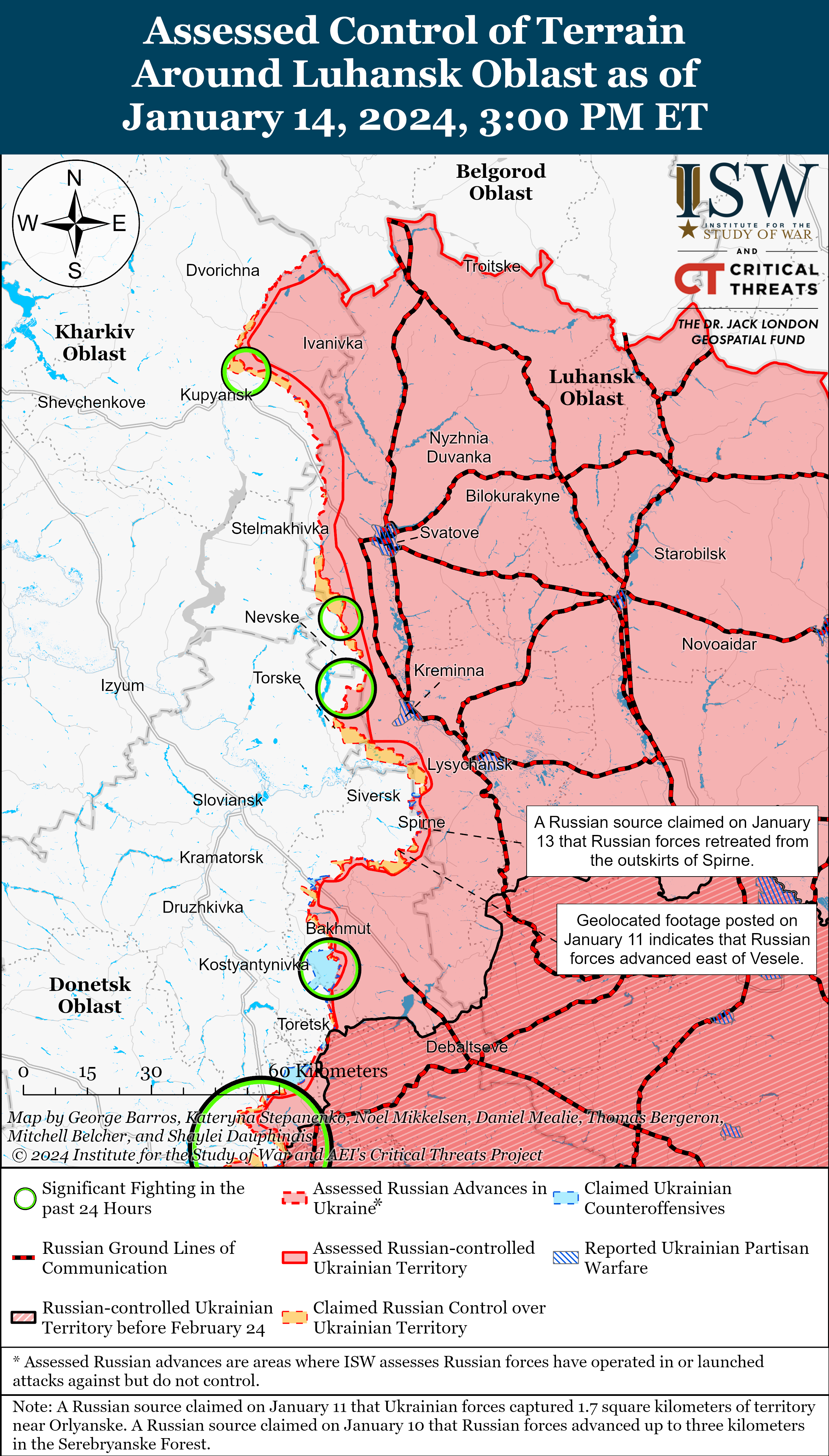РФ збільшила чисельність військ на Бахмутському напрямку: карти боїв ISW