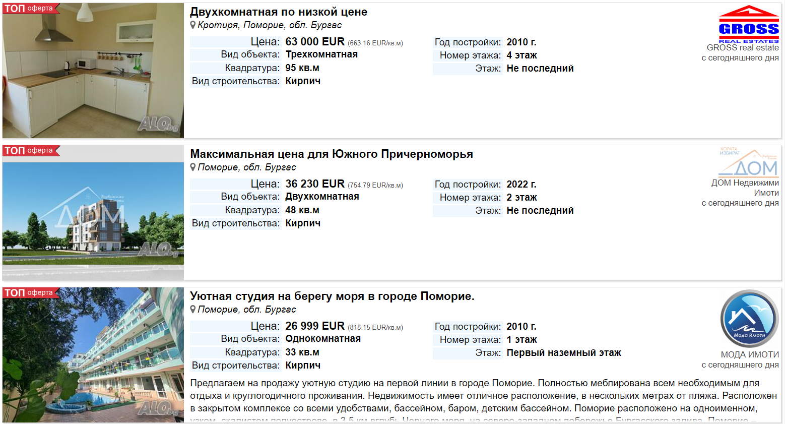 Від 12 тисяч євро. Скільки коштують квартири біля моря в Болгарії