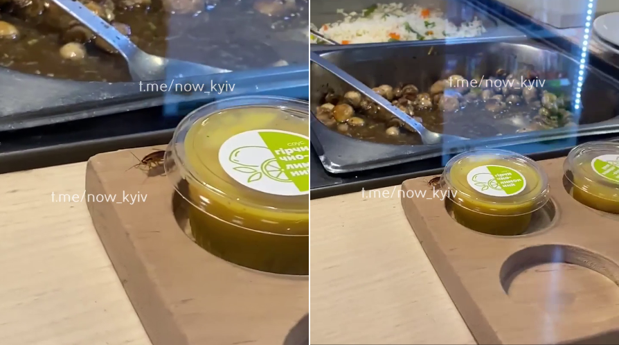 В Киеве в ресторане популярной сети сняли на видео тараканьи бега возле блюд