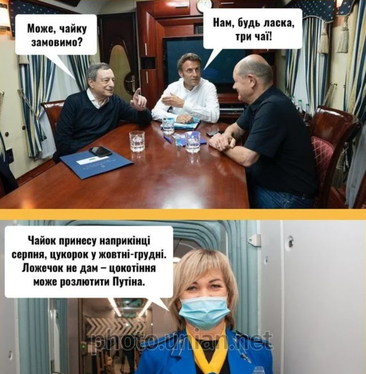 Капитулировал несколько раз: сеть взорвалась мемами о визите Шольца, Макрона и Драги в Киев
