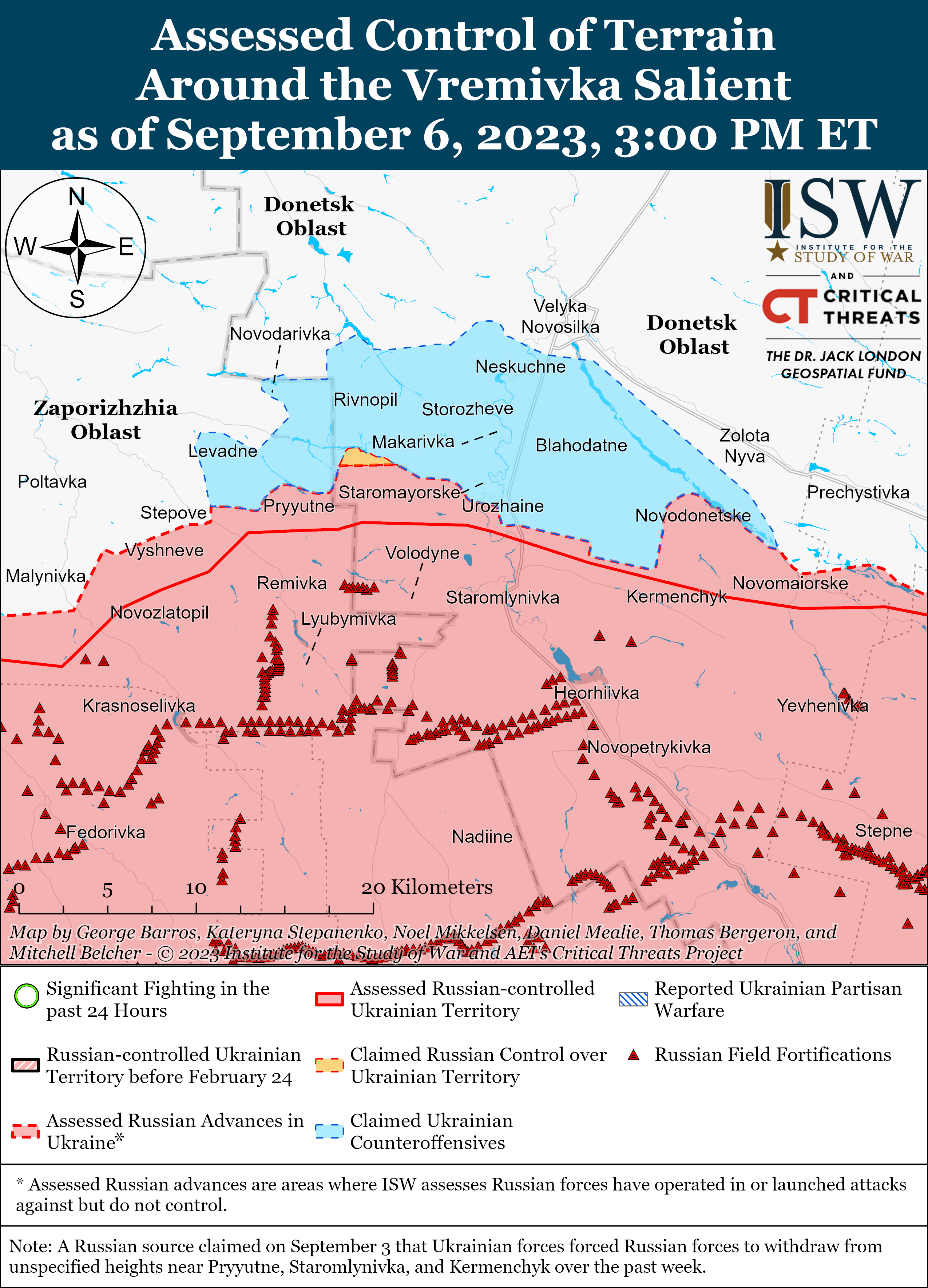 ВСУ вытеснили войска РФ с позиций к югу от Бахмута: карты боев ISW