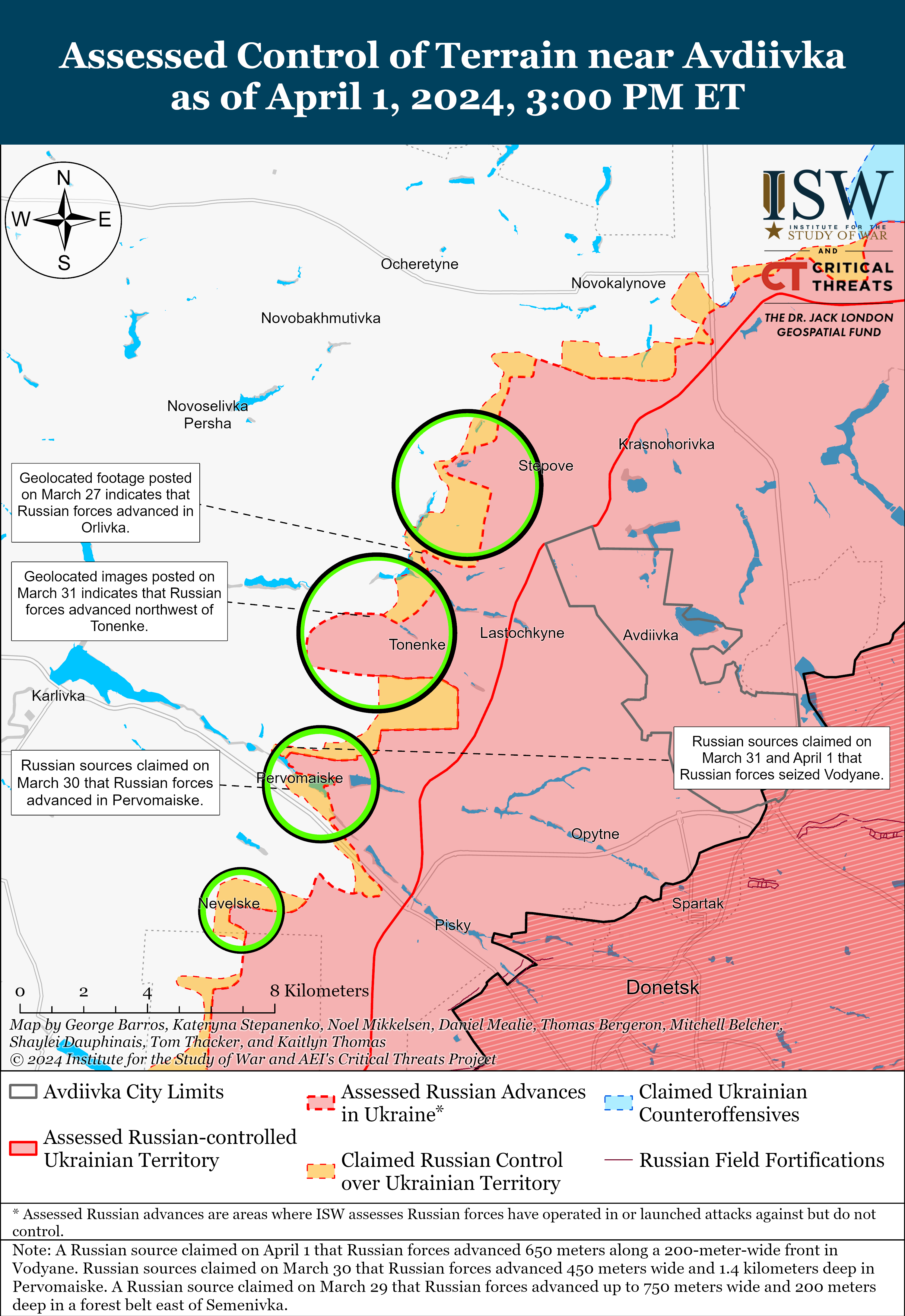 Росіяни наступають під Авдіївкою і на лівому березі в Херсонській області: карти ISW