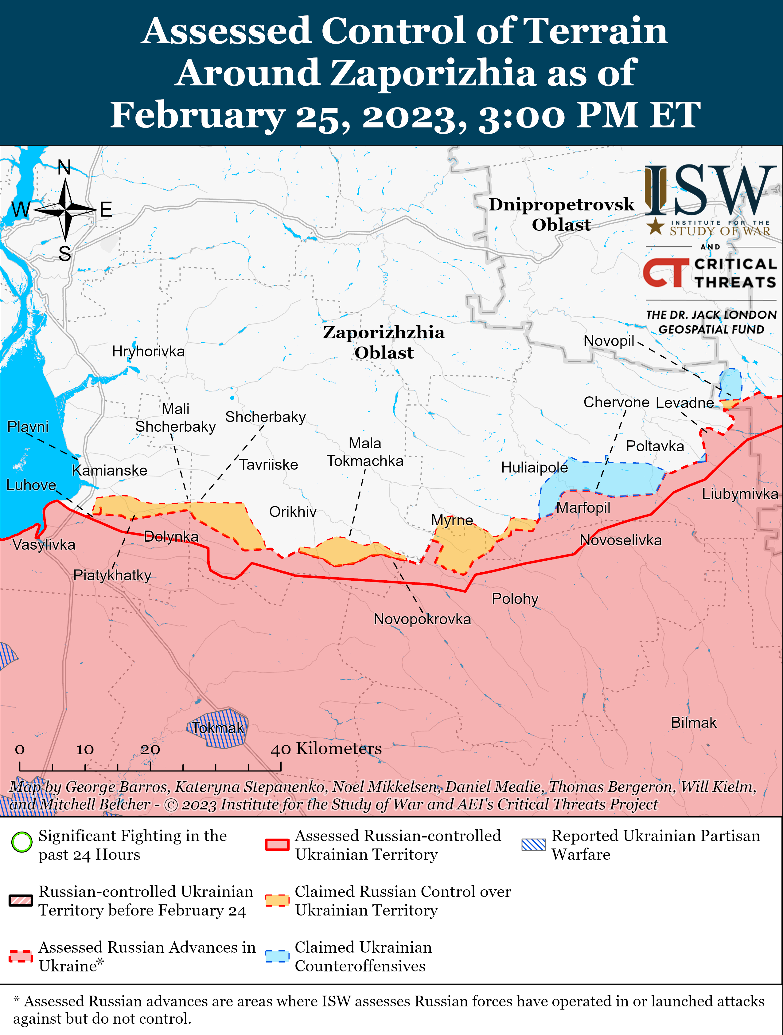 Війська РФ зазнали великих втрат у Запорізькій області та біля Кремінної: карти боїв ISW