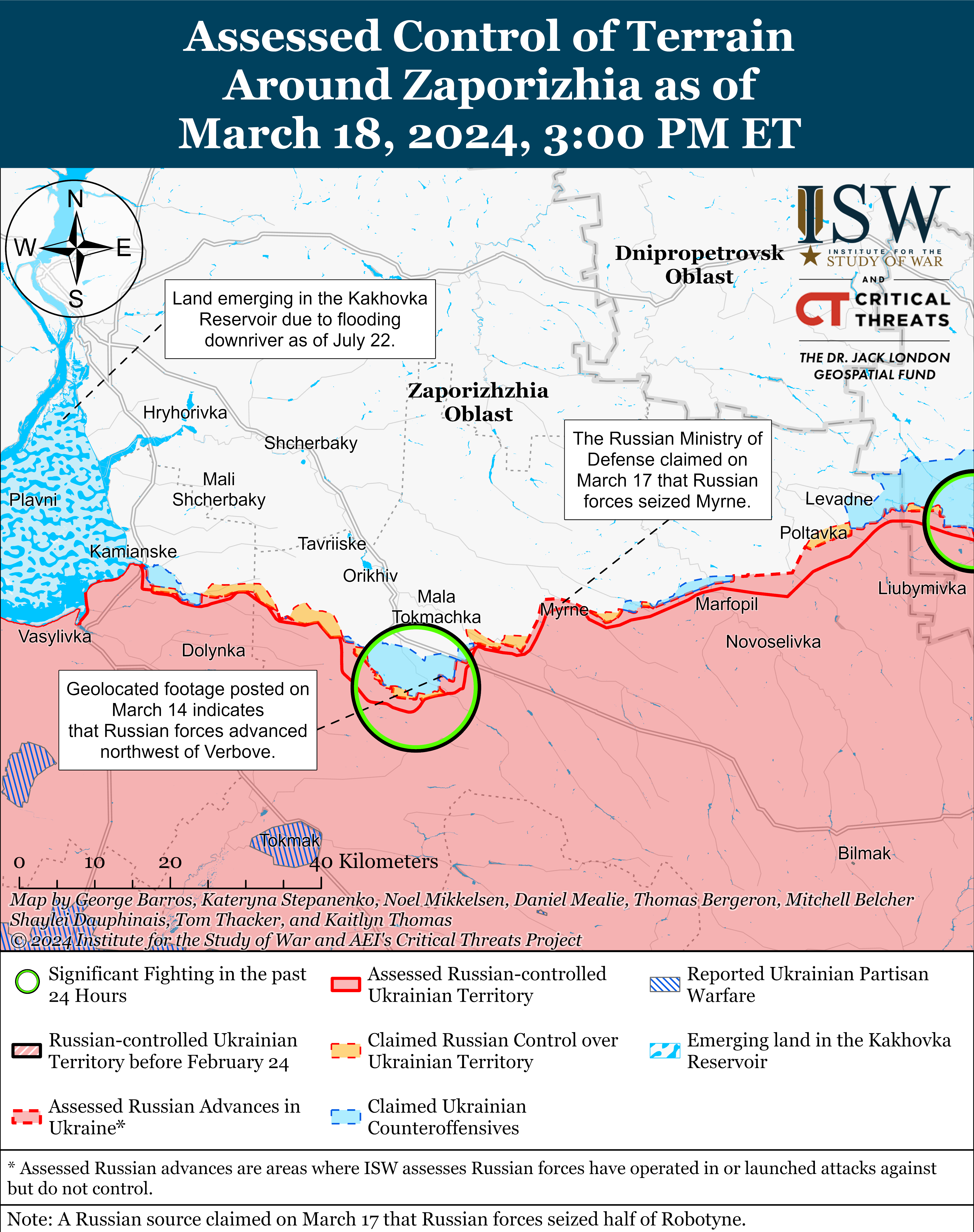 Россияне продвигаются в Запорожской области, позиционные бои идут на большинстве направлений: карты ISW