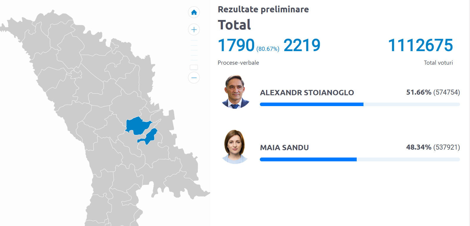Выборы в Молдове: ЦИК обнародовал предварительные результаты второго тура
