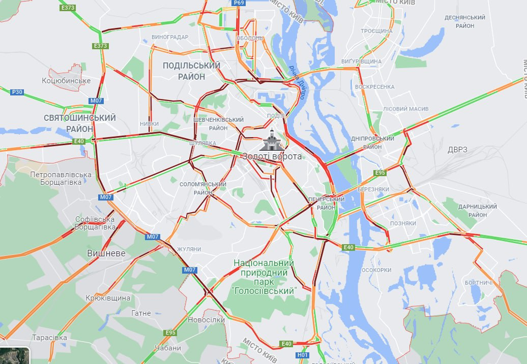 Киев остановился в пробках: какие улицы лучше объехать