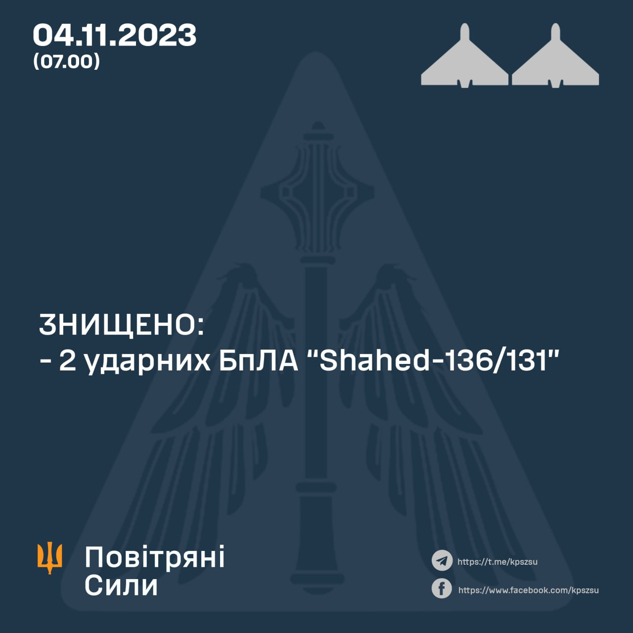 Силы ПВО ночью &quot;приземлили&quot; два БПЛА над Сумской областью