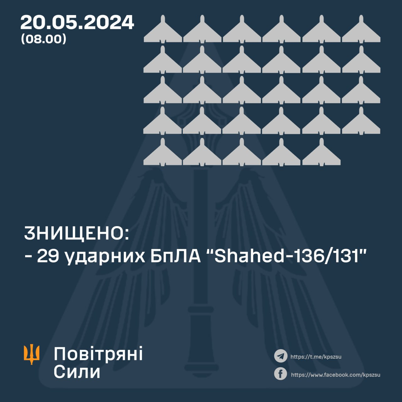 Нічна атака на Україну. Сили ППО знищили усі 29  dqdiqhiqdkideeant