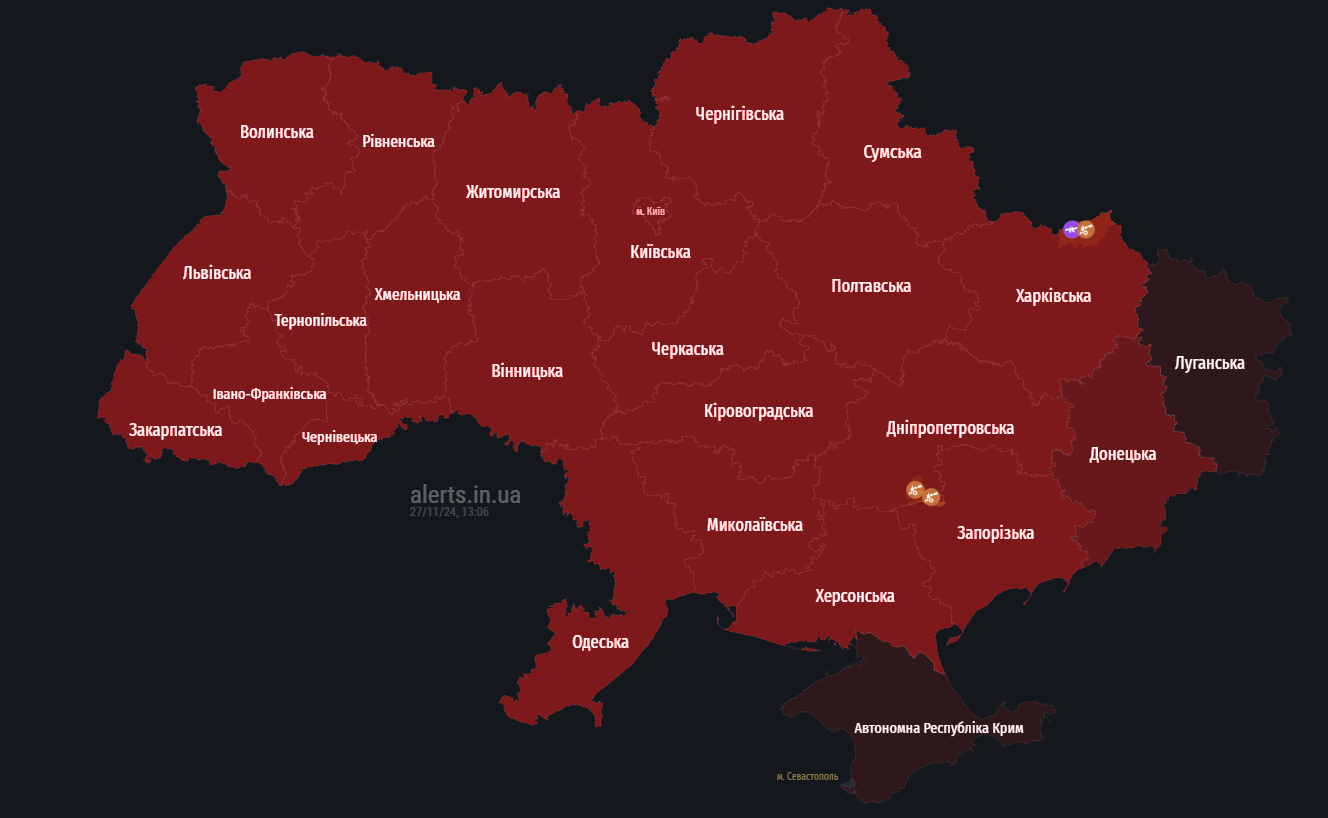В Україні масштабна повітряна тривога, попереджають про зліт МіГ-31К